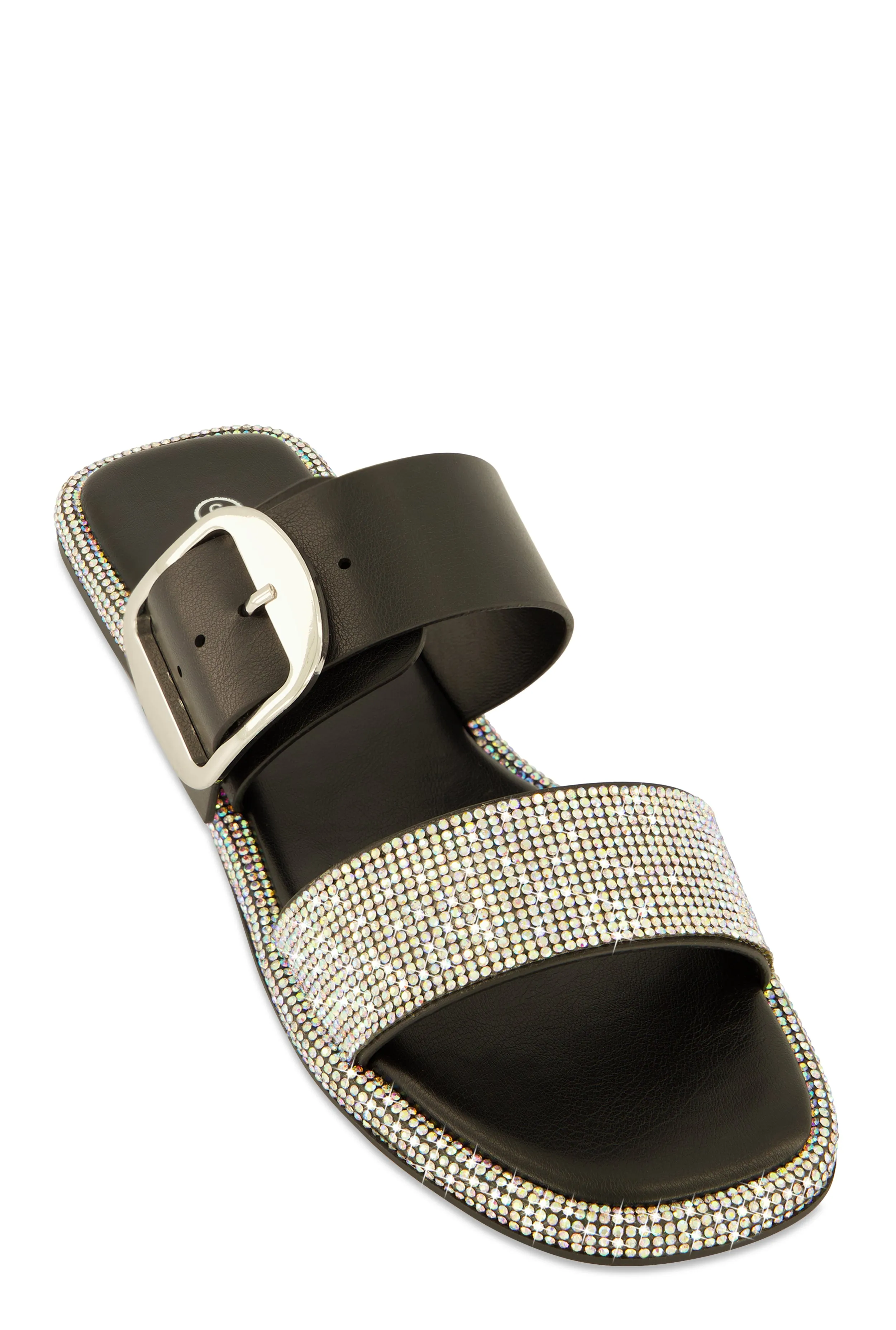 Rhinestone Buckle Band Slide Sandals sold by Rainbow