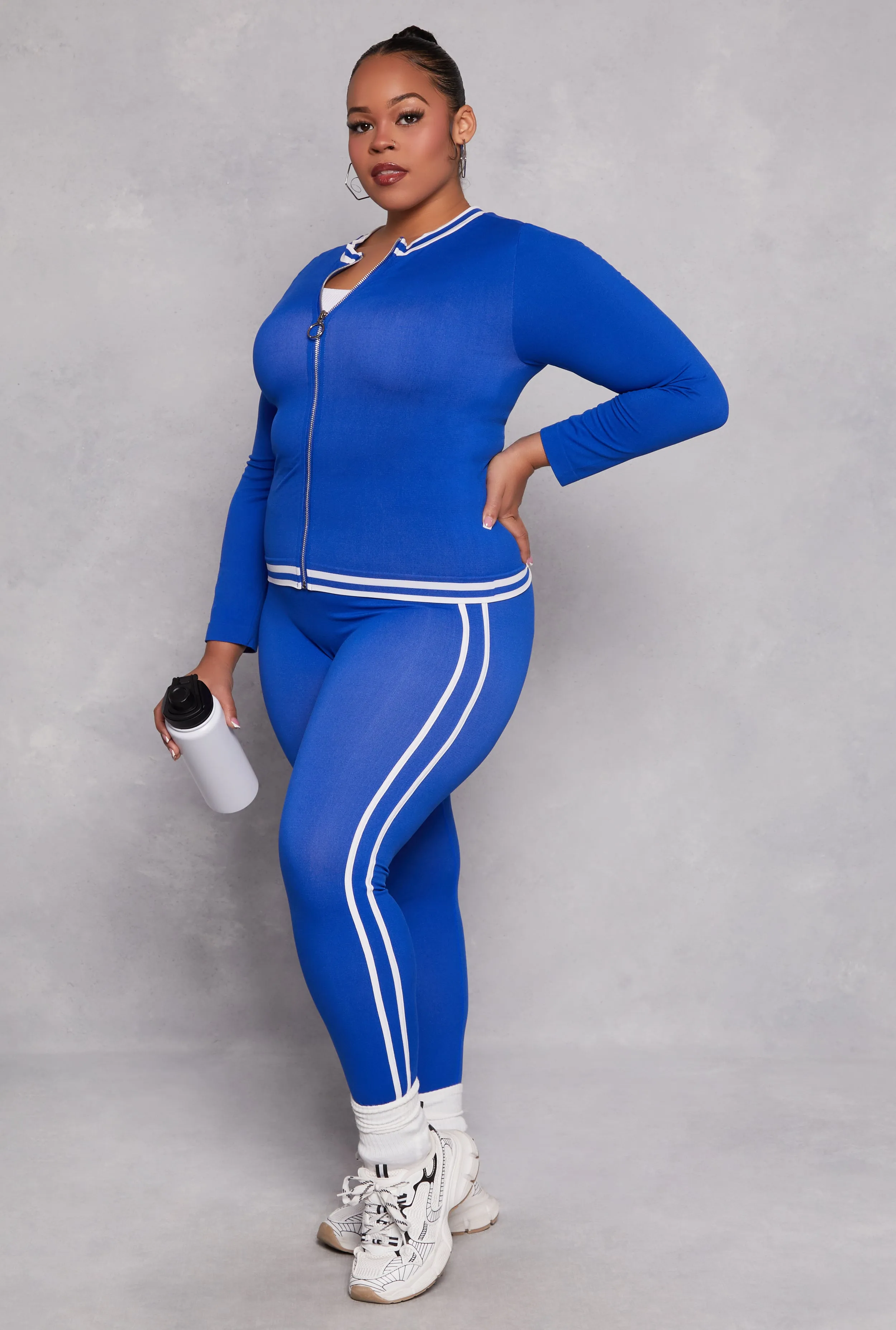 Plus Size Seamless Varsity Stripe Track Jacket sold by Rainbow product image thumbnail 2