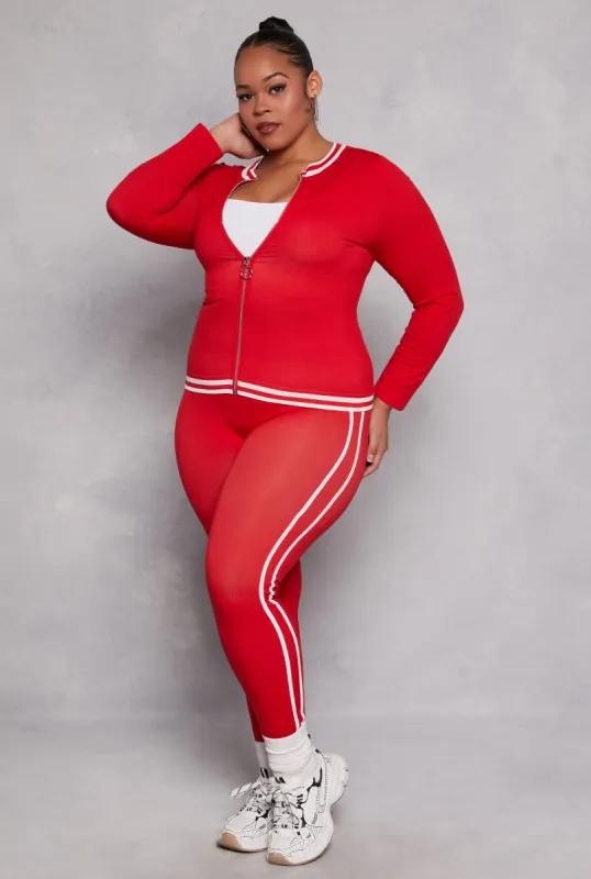 Plus Size Seamless Varsity Stripe Leggings sold by Rainbow