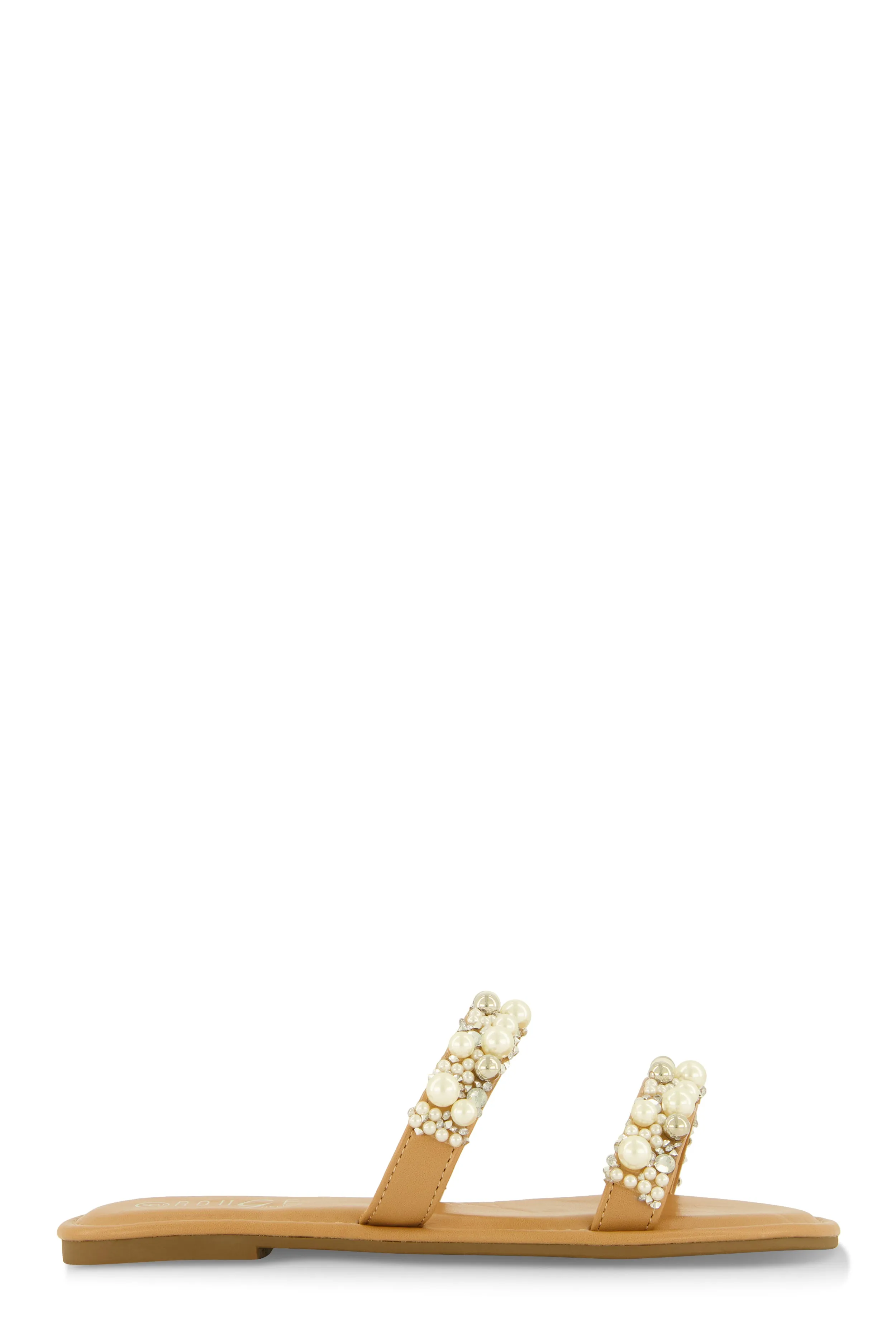 Faux Pearl Rhinestone Double Band Slide Sandals sold by Rainbow product image thumbnail 2