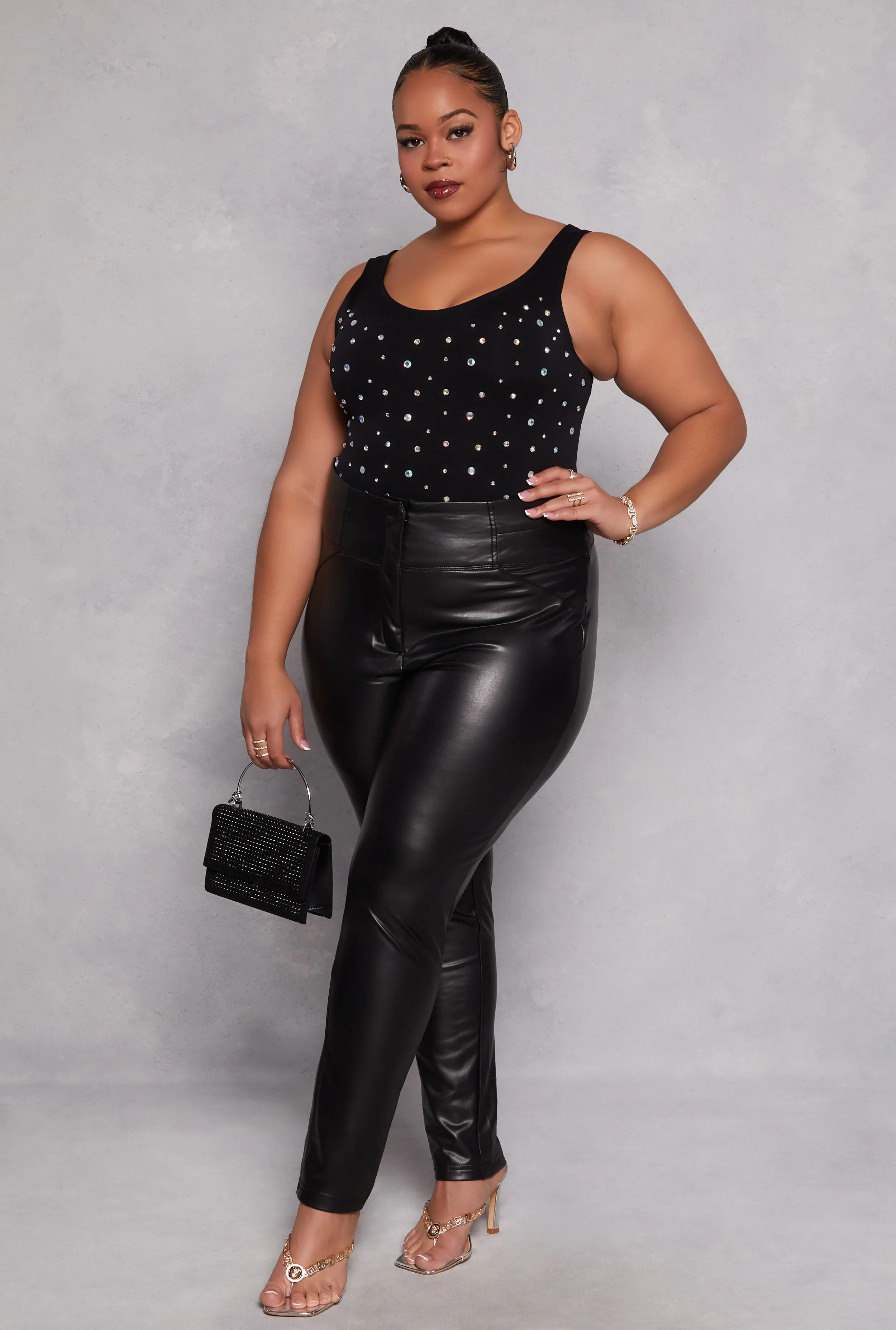 Plus Size Rhinestone Studded Bodysuit sold by Rainbow product image thumbnail 2