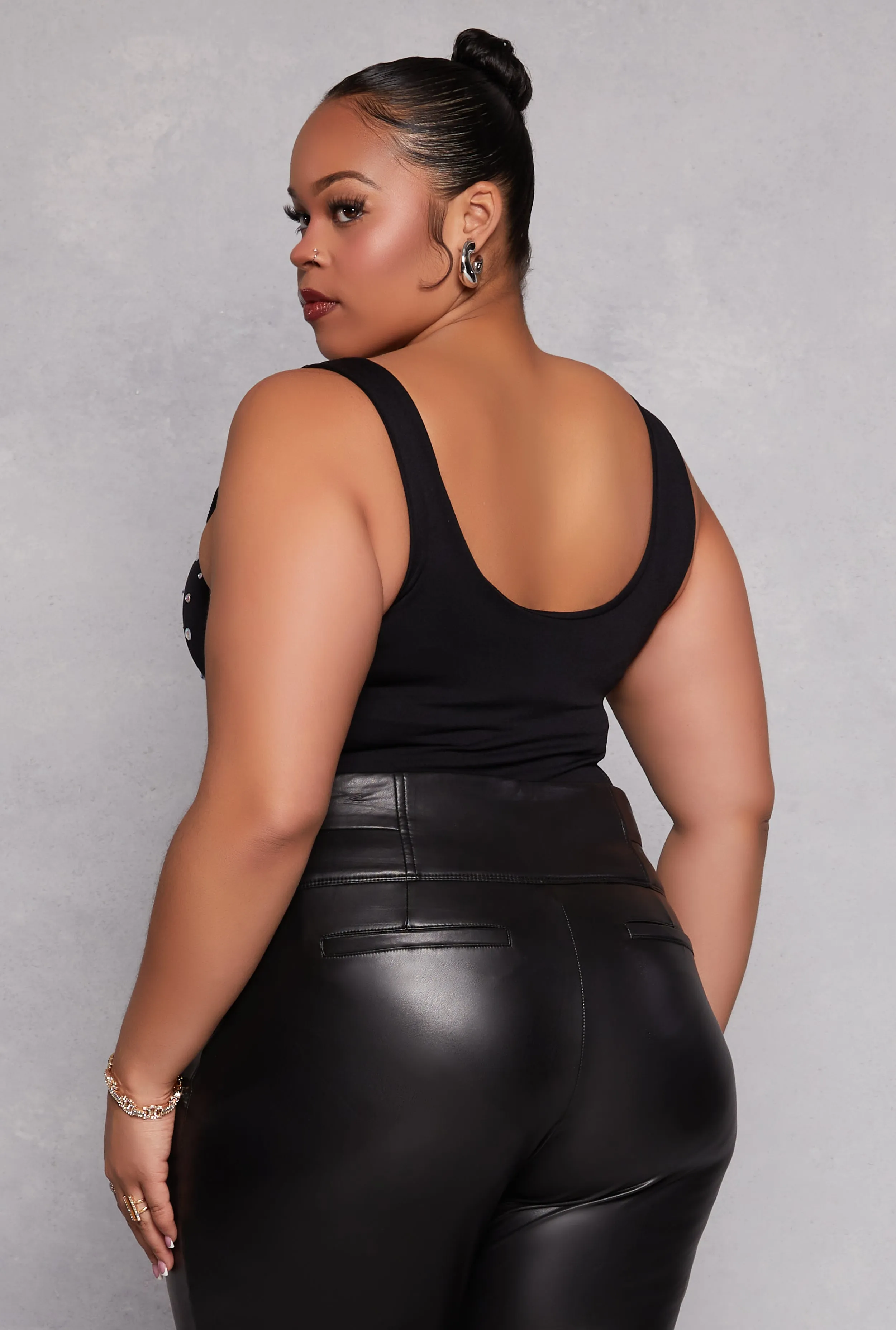 Plus Size Rhinestone Studded Bodysuit sold by Rainbow product image thumbnail 3