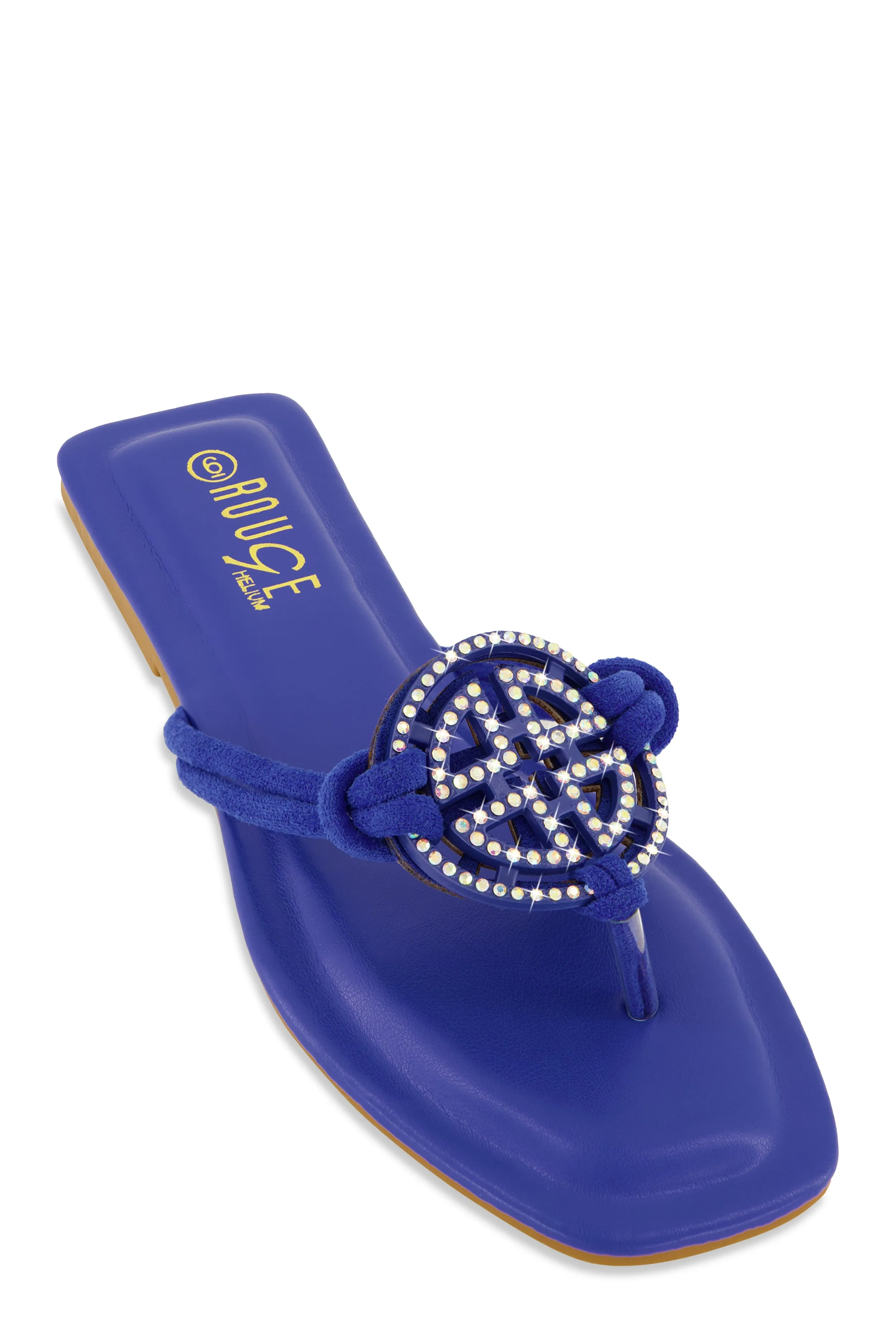 Rhinestone Geo Pendant Thong Slide Sandals sold by Rainbow