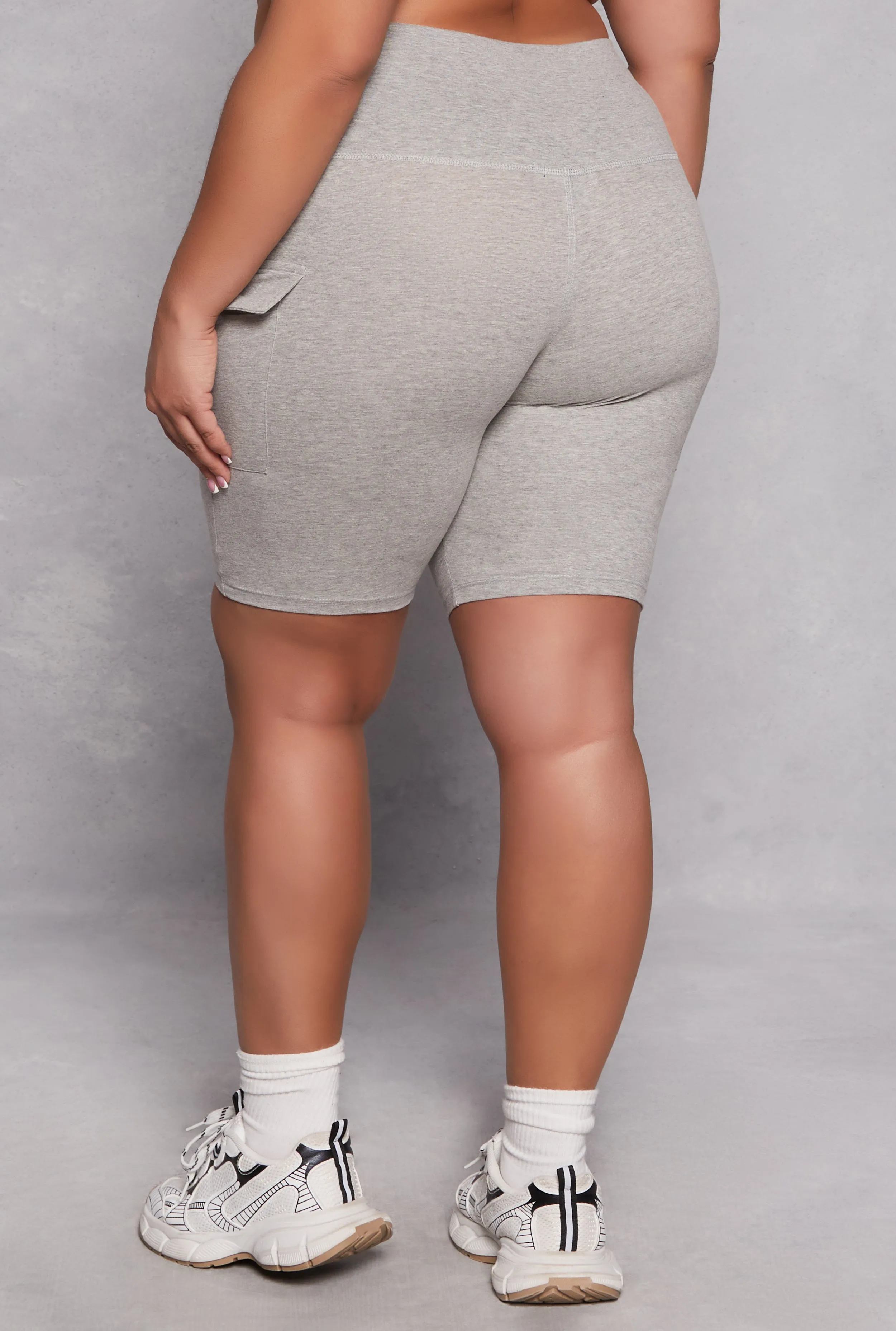 Plus Size Cargo Pocket High Waist Biker Shorts sold by Rainbow product image thumbnail 3