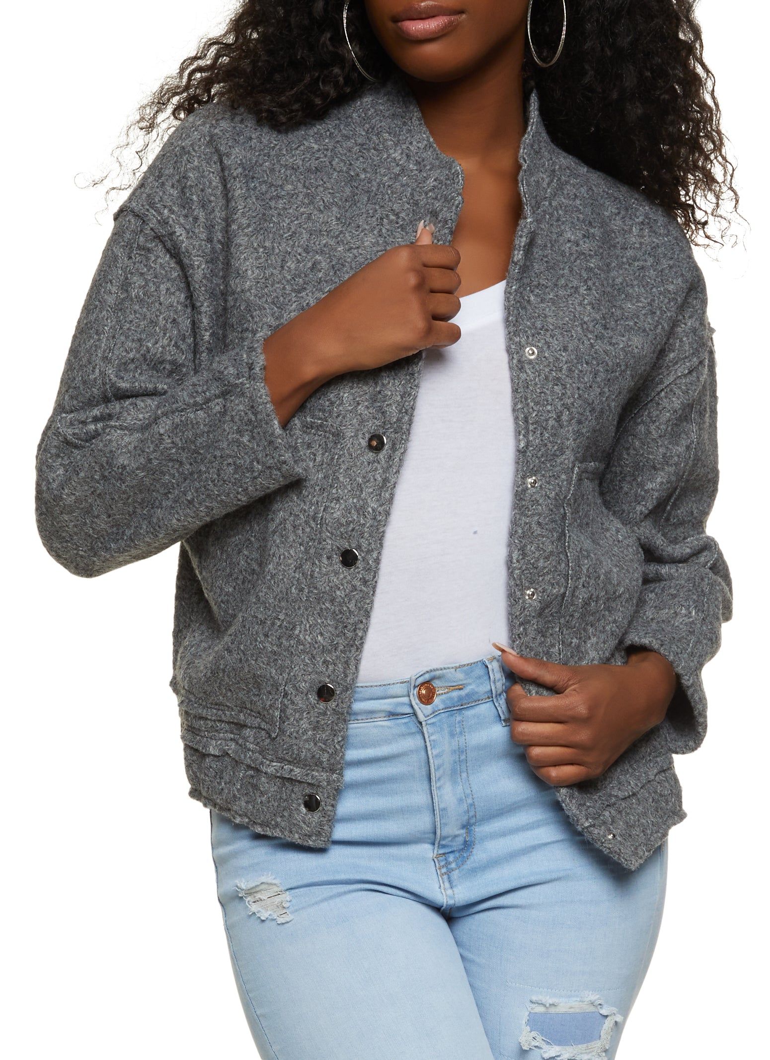 Faux Wool Bomber Jacket sold by Rainbow