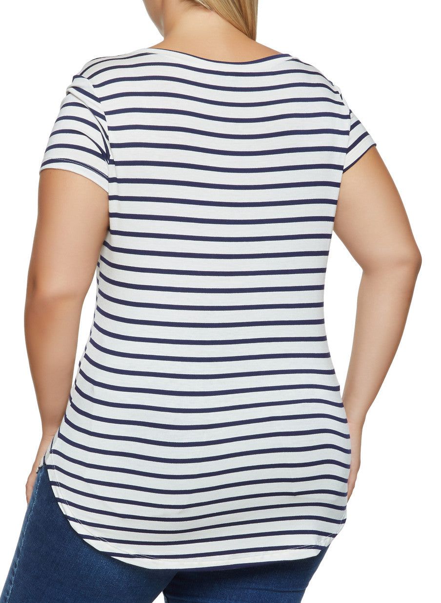 Plus Size V Neck Striped Top sold by Rainbow product image thumbnail 2