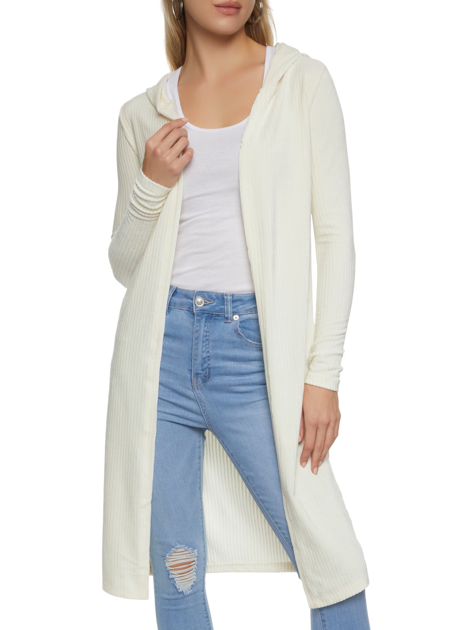 Ribbed Velour Long Sleeve Duster sold by Rainbow
