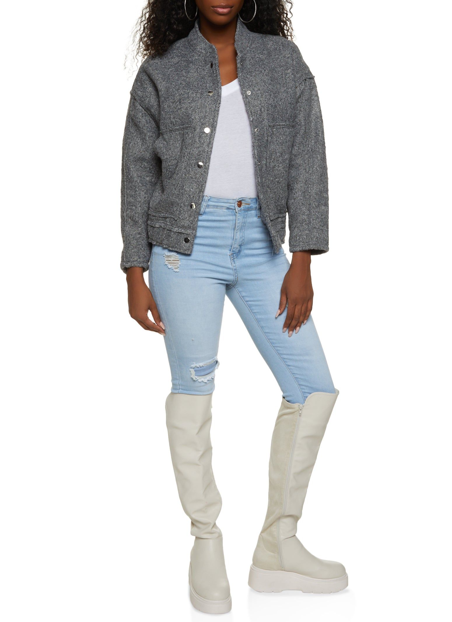 Faux Wool Bomber Jacket sold by Rainbow product image thumbnail 2