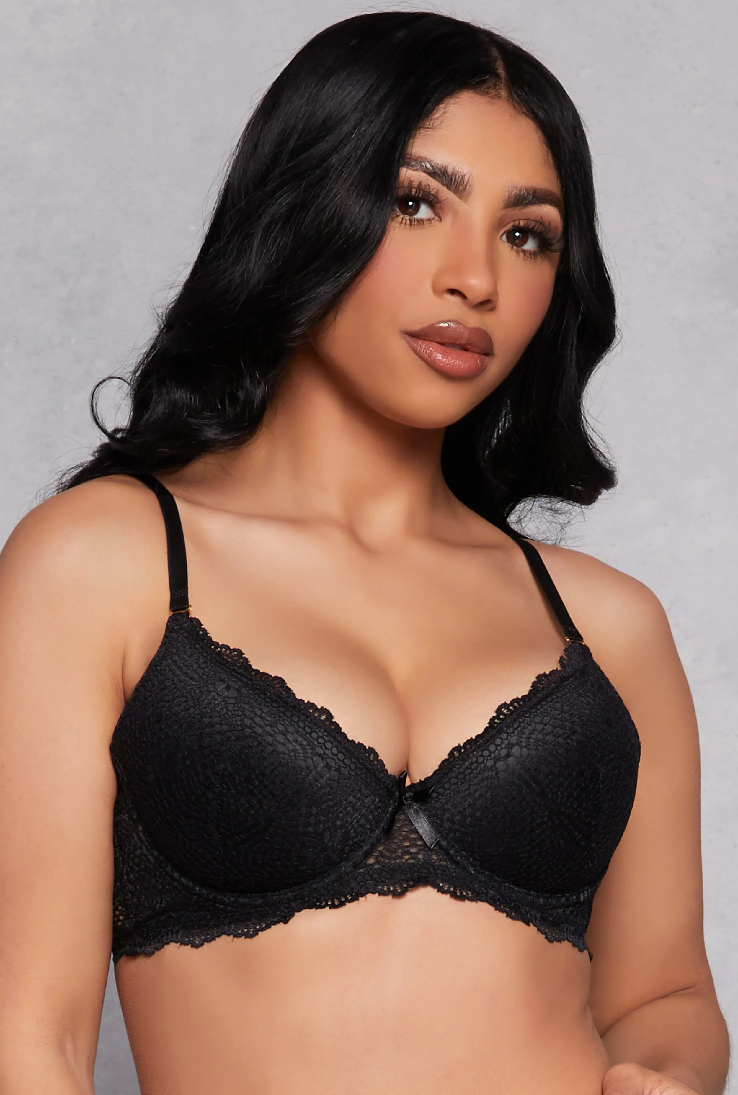 Scalloped Trim Lace Plunge Bra sold by Rainbow