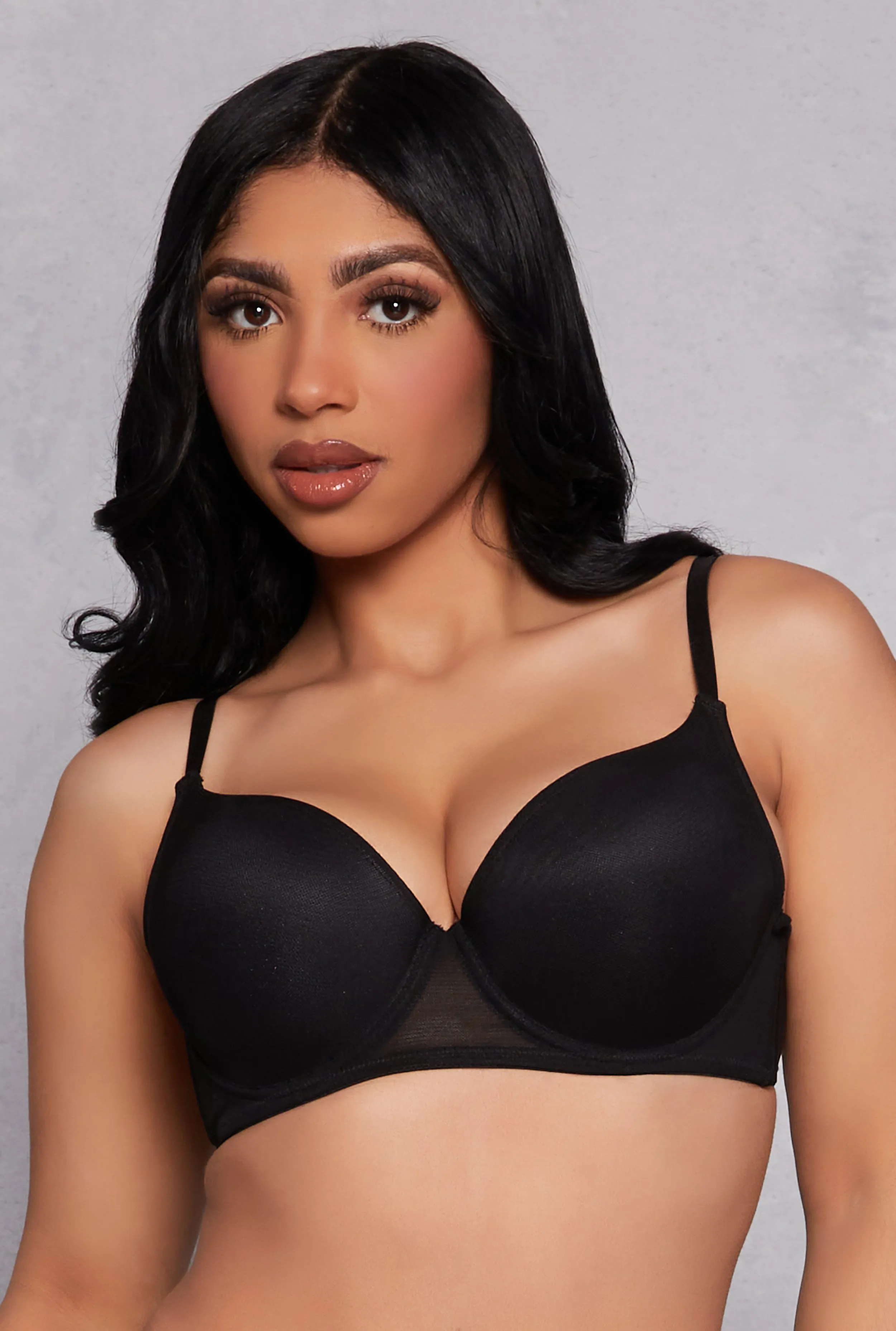 Mesh Push Up Plunge Bra sold by Rainbow