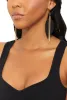 Fringe Rhinestone Chain Leaf Earrings sold by Rainbow