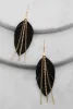 Fringe Rhinestone Chain Leaf Earrings sold by Rainbow