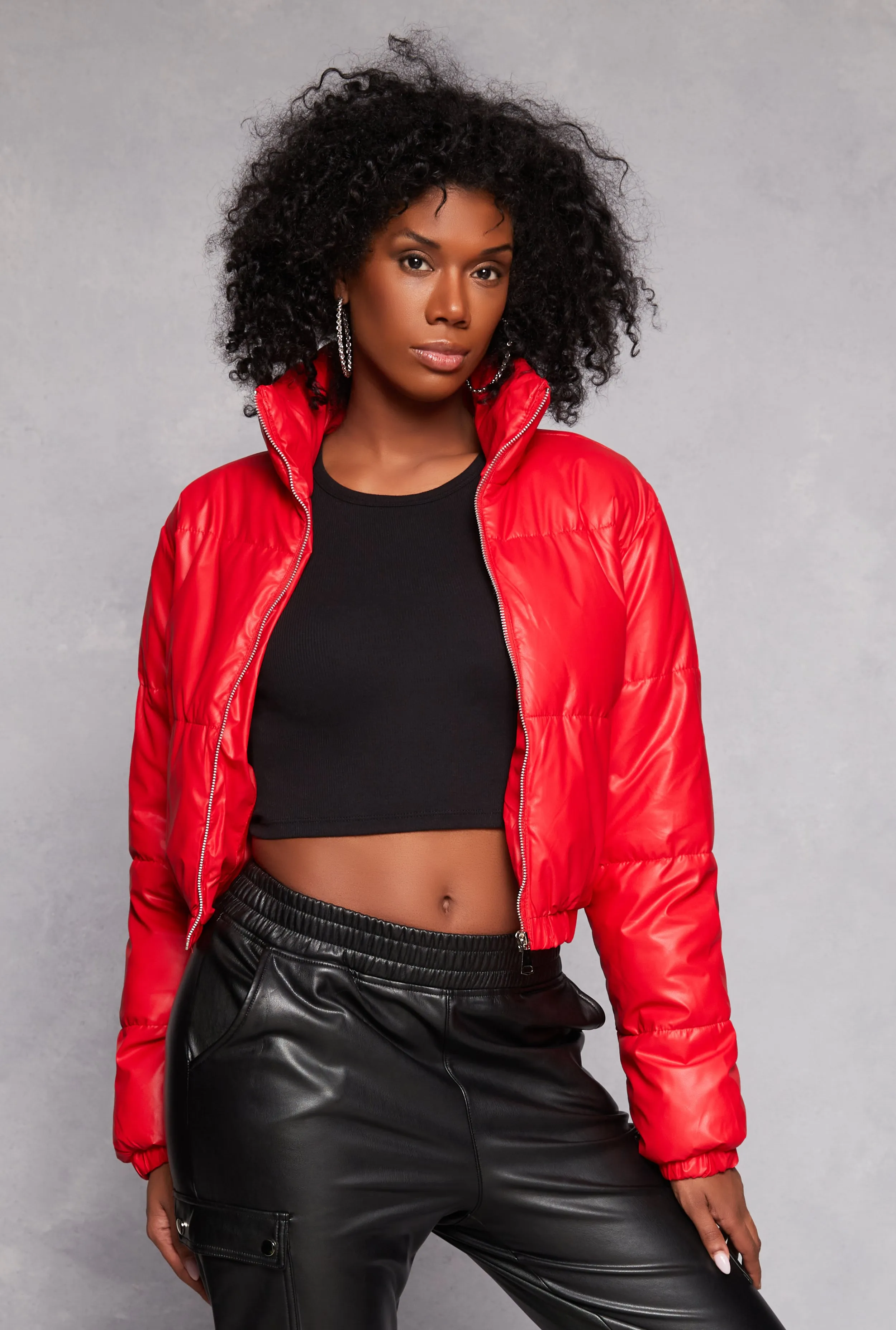 Daisy Faux Leather Puffer Jacket sold by Rainbow