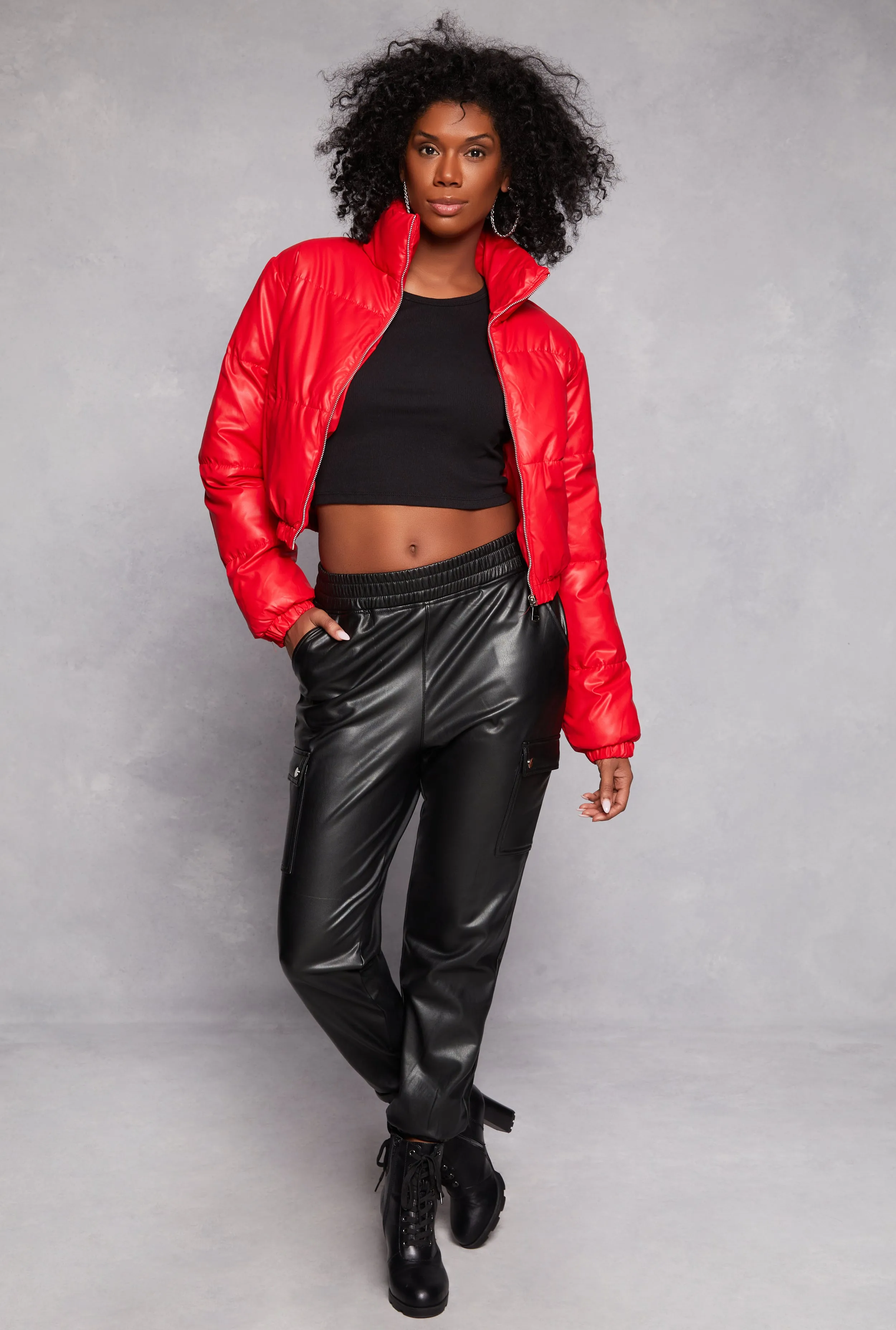 Daisy Faux Leather Puffer Jacket sold by Rainbow product image thumbnail 2