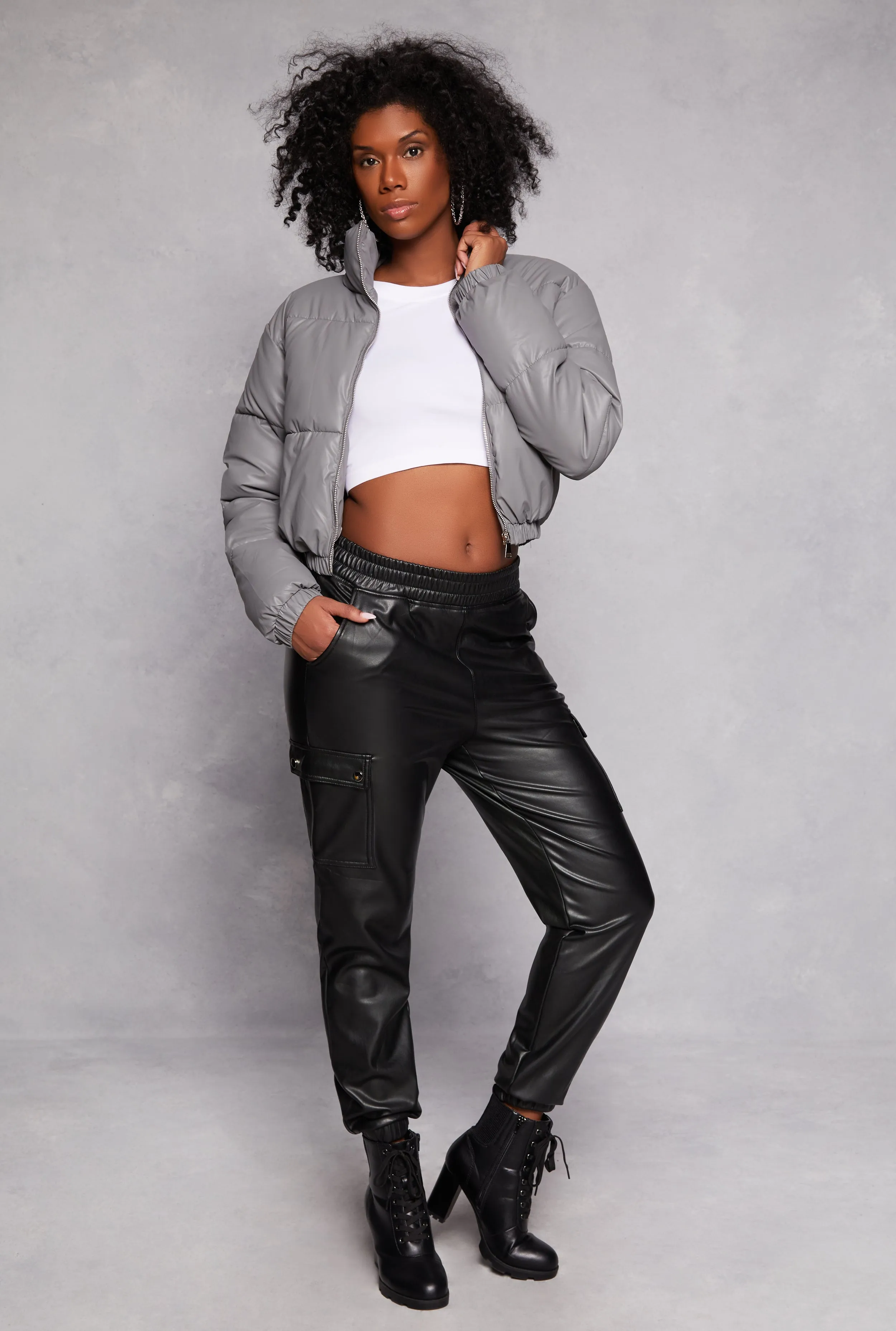 Daisy Faux Leather Puffer Jacket sold by Rainbow product image thumbnail 2