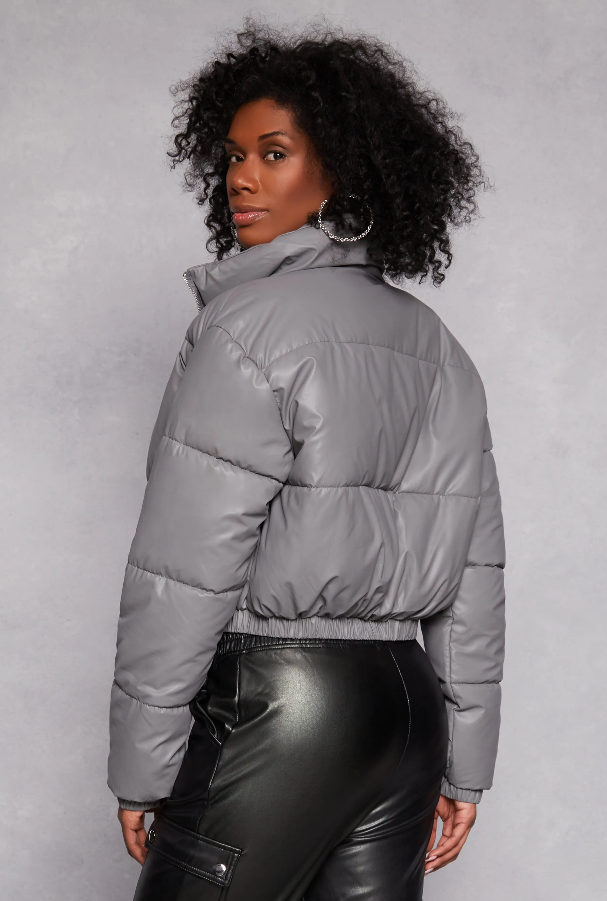 Daisy Faux Leather Puffer Jacket sold by Rainbow product image thumbnail 3
