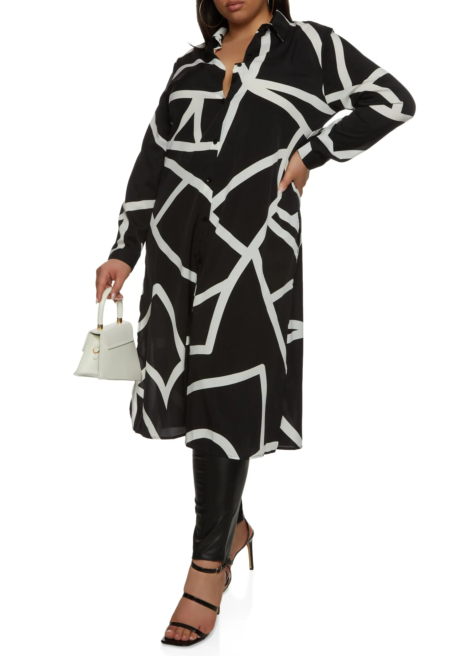 Plus Size Abstract Print Button Front Tunic Top sold by Rainbow product image thumbnail 2