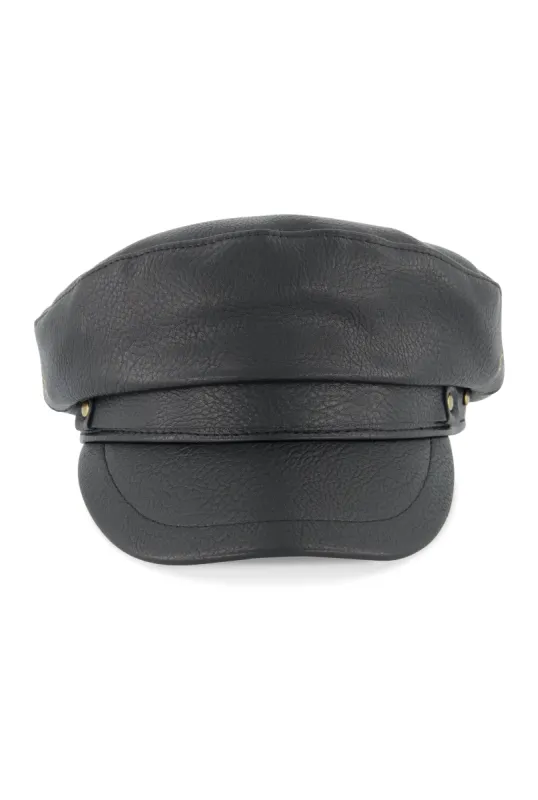 Faux Leather Cabbie Hat sold by Rainbow