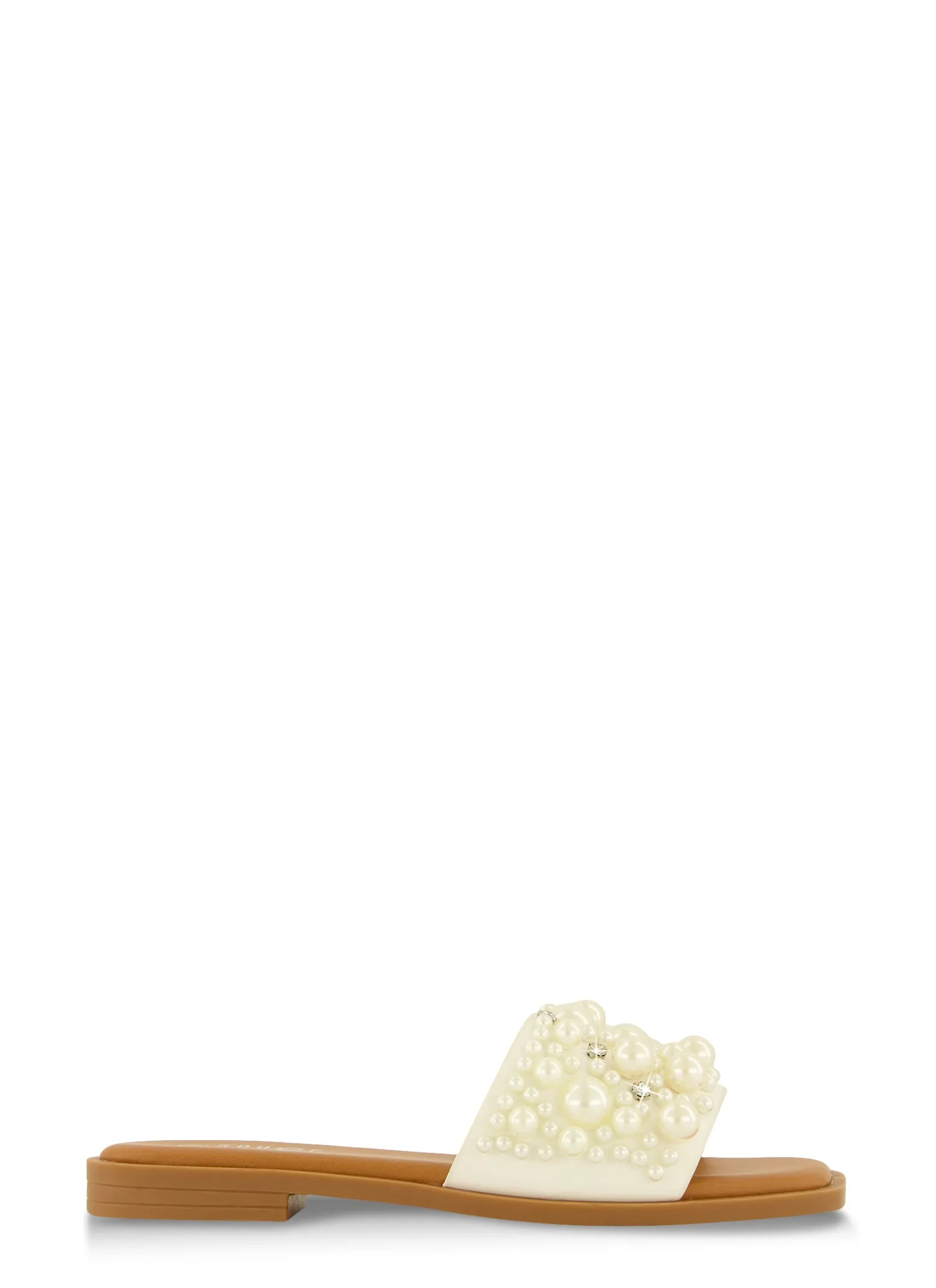 Embellished Faux Pearl Studded Slide Sandals sold by Rainbow product image thumbnail 2