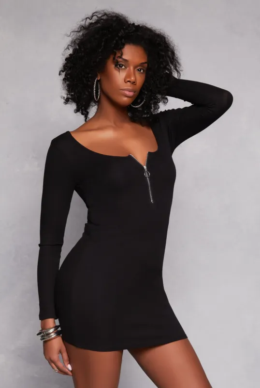 Zip Front Long Sleeve Dress sold by Rainbow