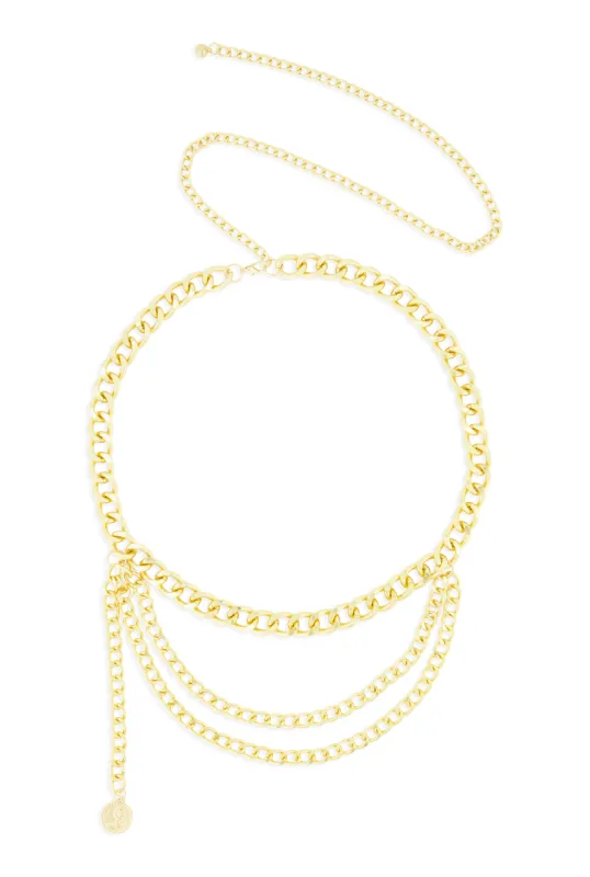 Plus Size Metallic Layered Chain Belt sold by Rainbow