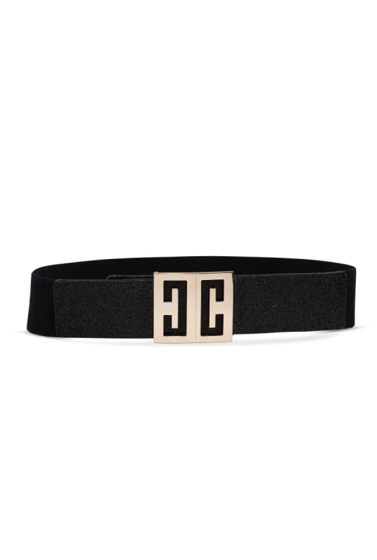 Plus Size Rhinestone Detail Geo Buckle Stretch Belt sold by Rainbow