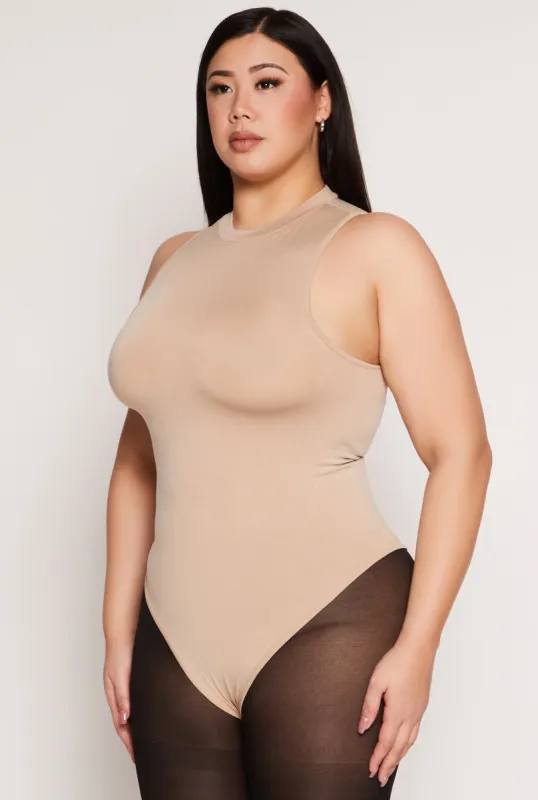 Plus Size Acid Wash Mock Neck Bodysuit sold by Rainbow