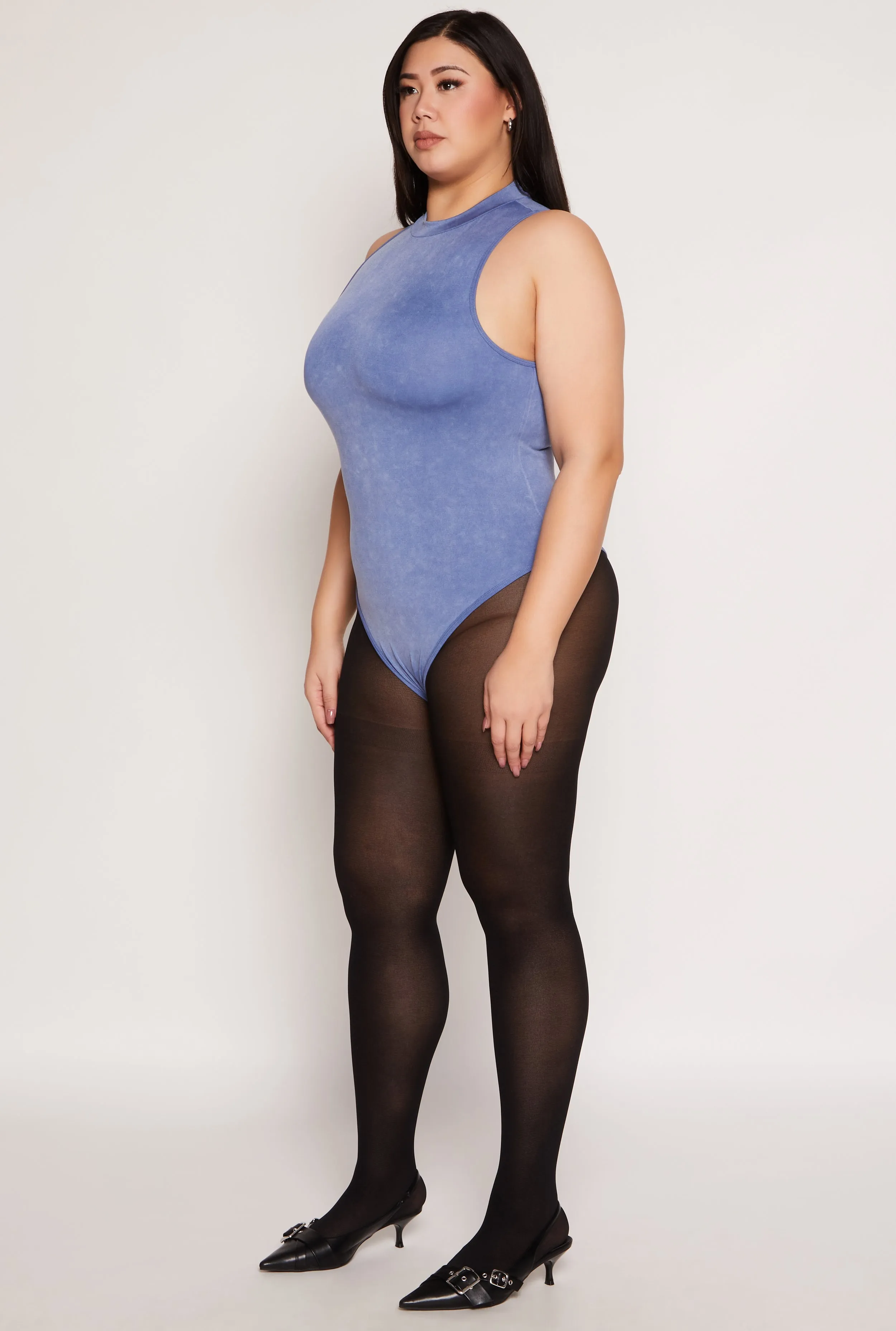 Plus Size Acid Wash Mock Neck Bodysuit sold by Rainbow product image thumbnail 3