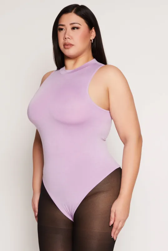 Plus Size Acid Wash Mock Neck Bodysuit sold by Rainbow