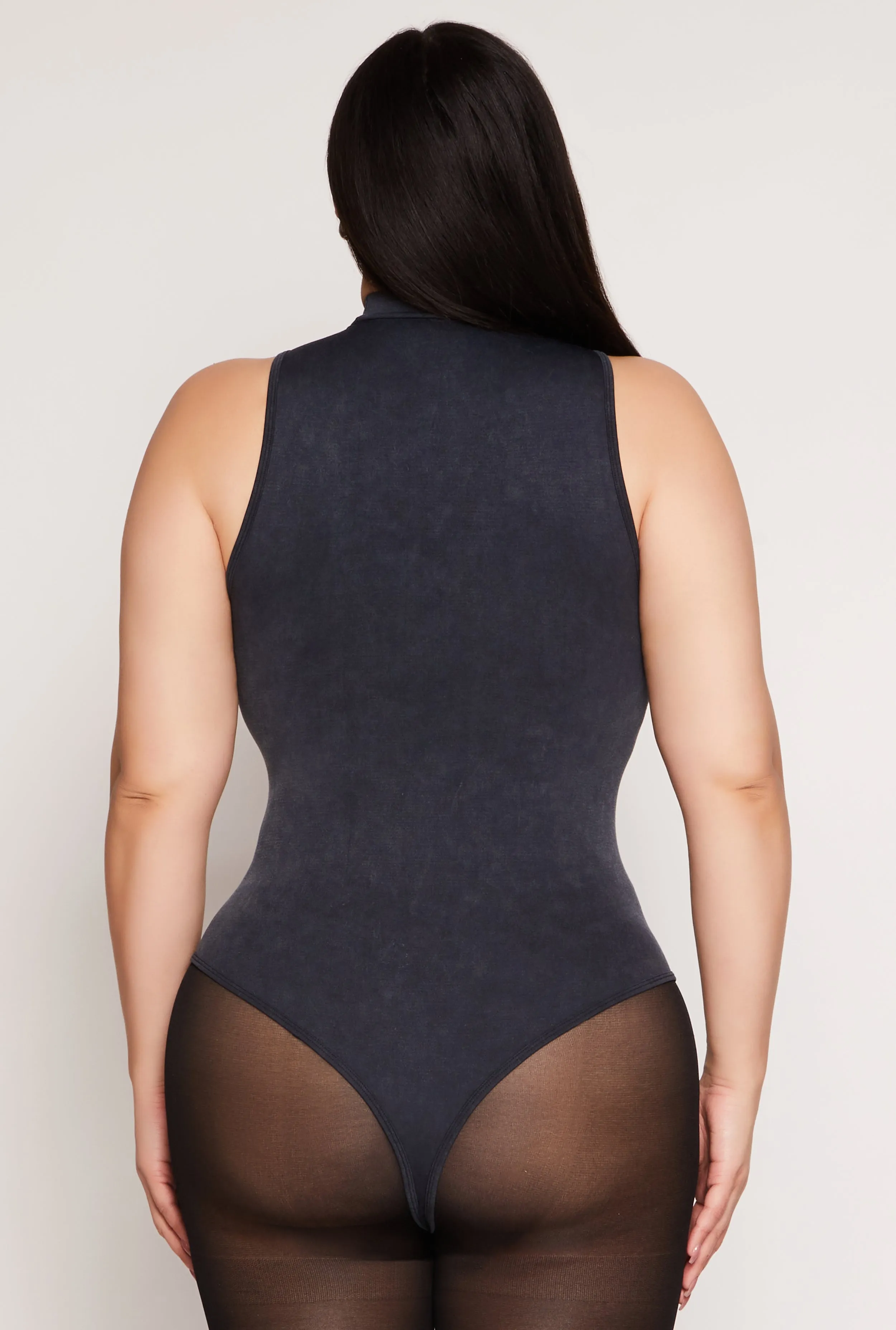 Plus Size Acid Wash Mock Neck Bodysuit sold by Rainbow product image thumbnail 5
