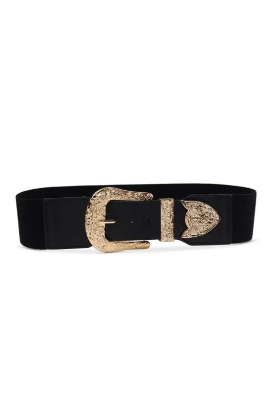 Plus Size Western Metallic Buckle Stretch Belt sold by Rainbow