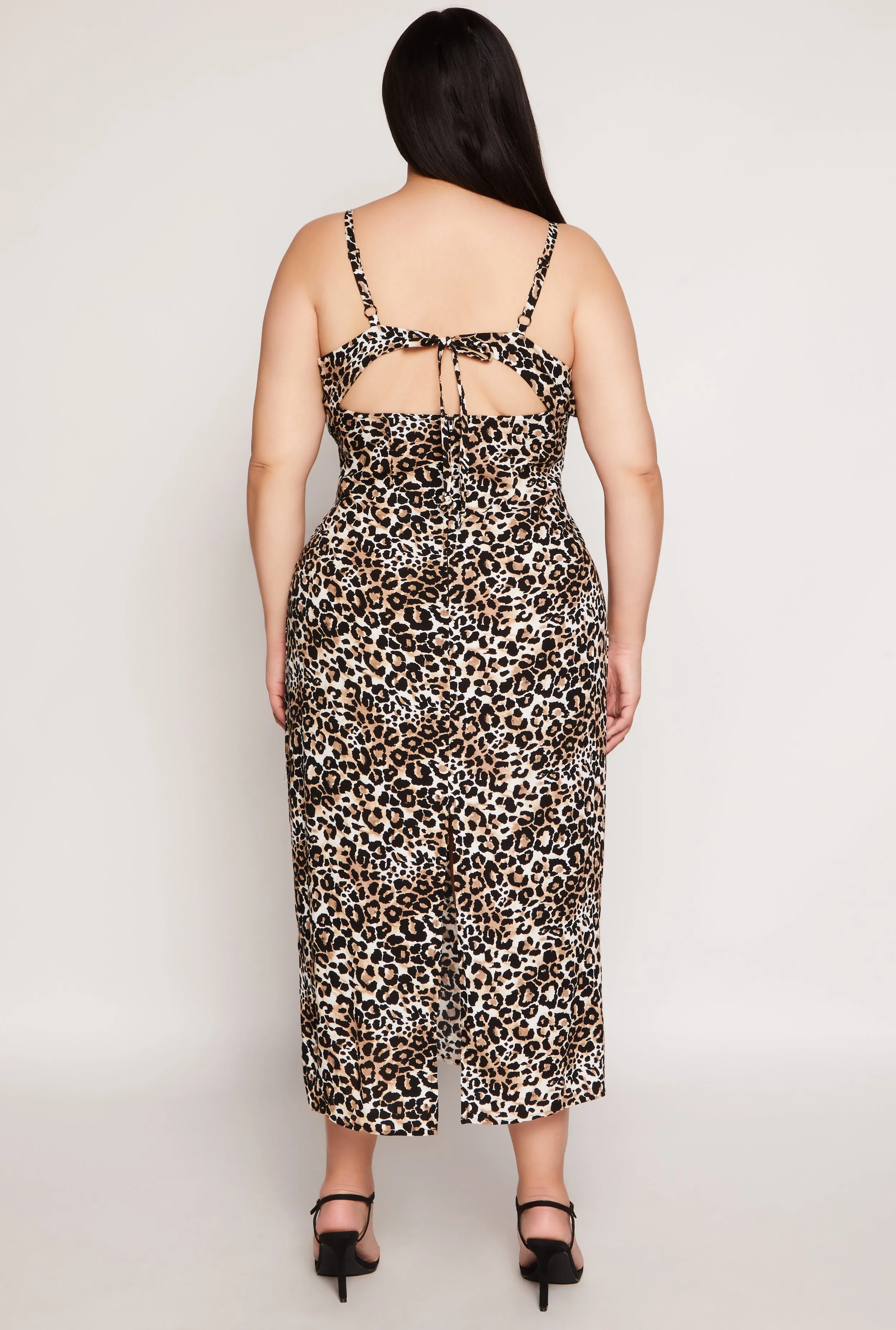 Plus Size Almost Famous Leopard Tie Back Keyhole Dress sold by Rainbow product image thumbnail 3