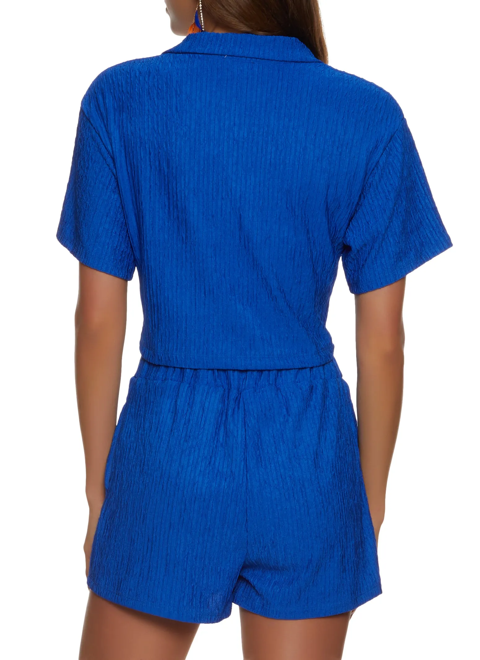 Textured Knit Cropped Button Front Shirt sold by Rainbow product image thumbnail 3