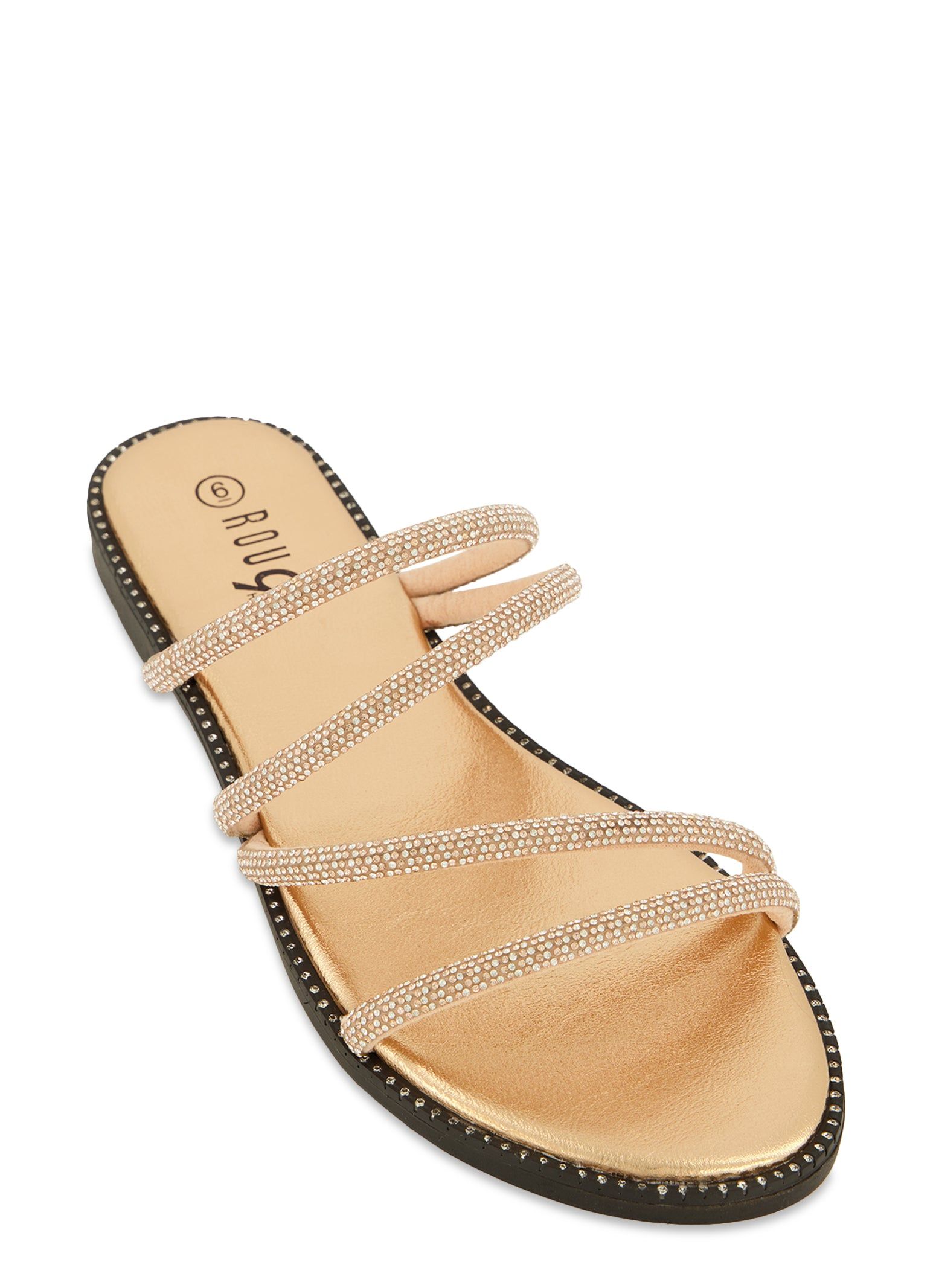 Open Toe Strappy Rhinestone Slide Sandals sold by Rainbow