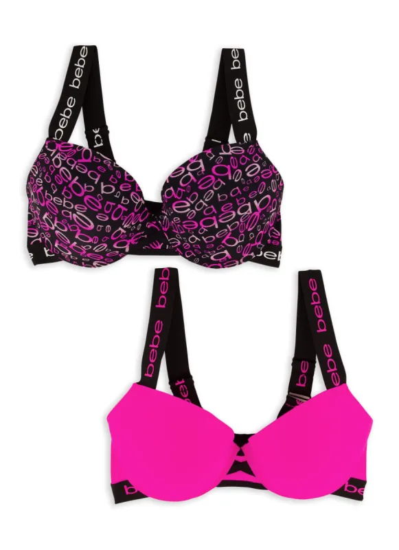 Plus Size Bebe 2 Pack Printed Plunge Bras sold by Rainbow