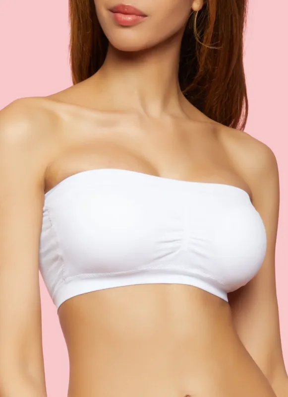 Seamless White Bandeau Bra sold by Rainbow