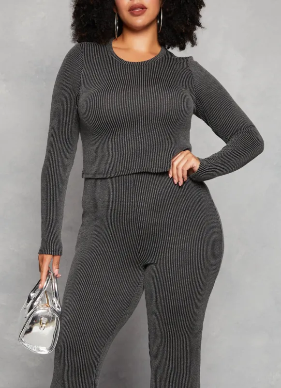 Plus Size Almost Famous Ribbed Long Sleeve Top sold by Rainbow