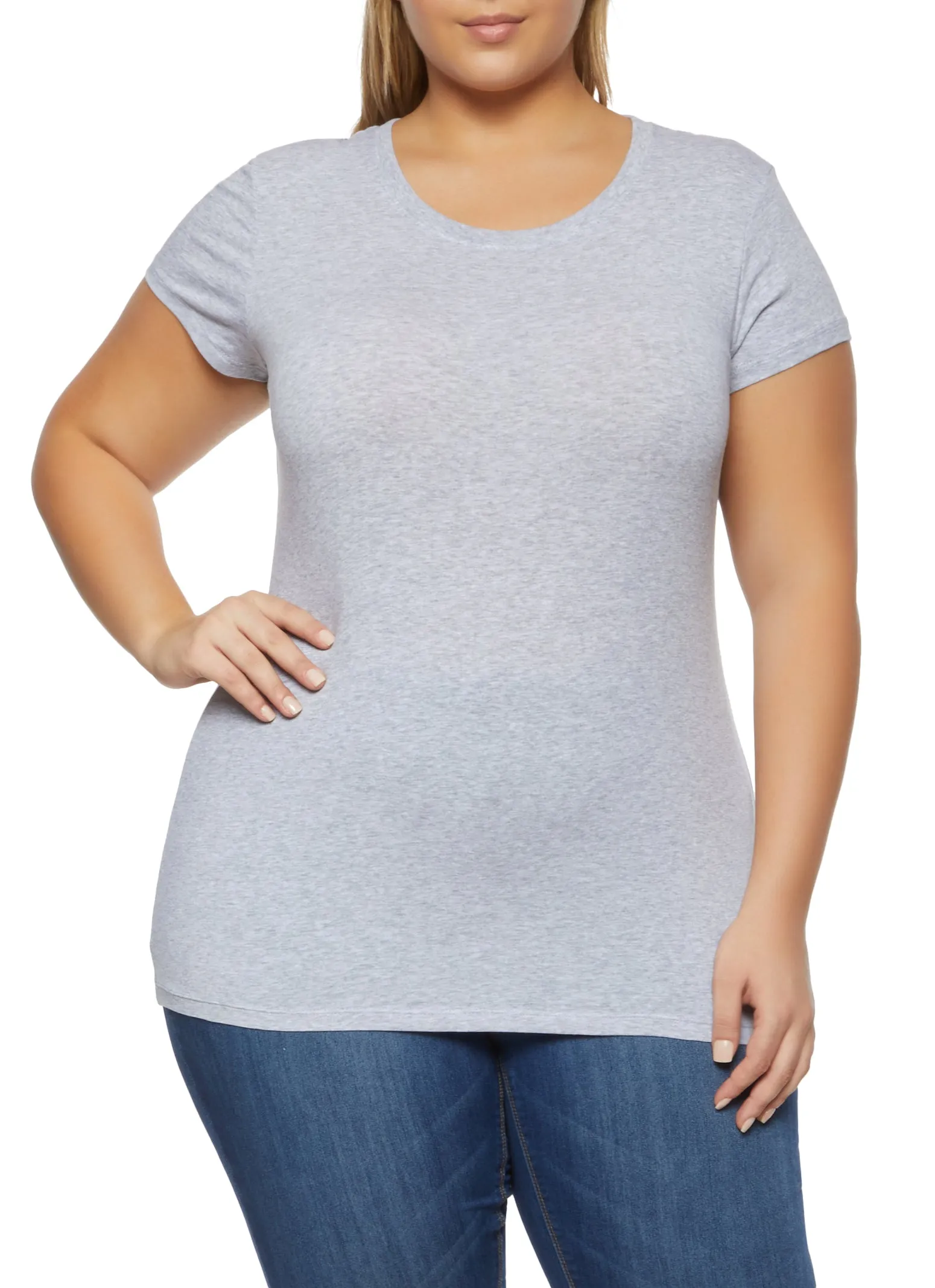 Plus Size Solid Crew Neck Tee sold by Rainbow