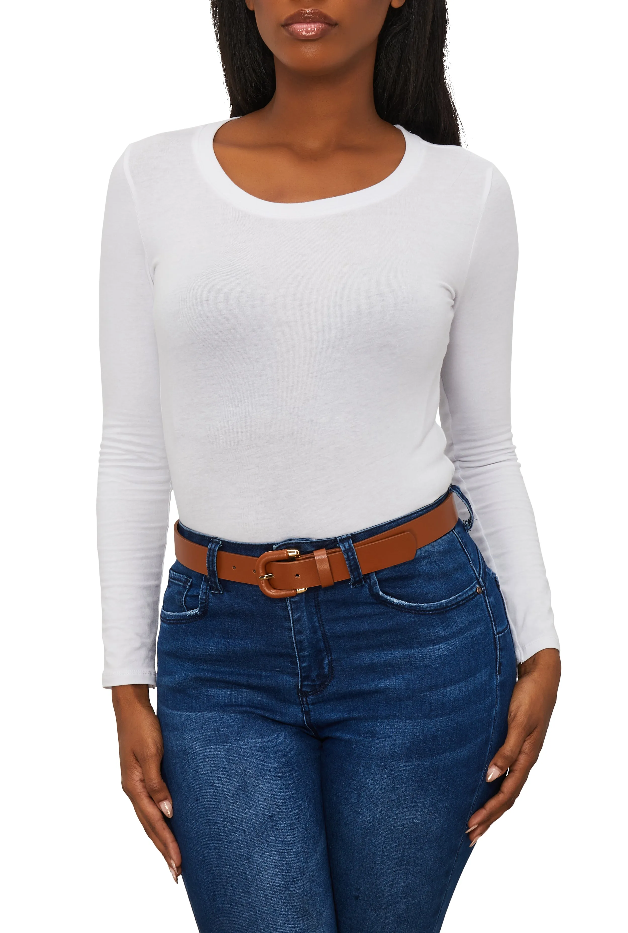 Faux Leather Wrapped Buckle Belt sold by Rainbow