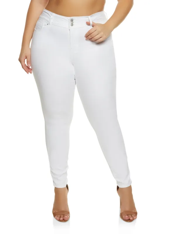 Plus Size WAX 3 Button High Waist Jeans sold by Rainbow