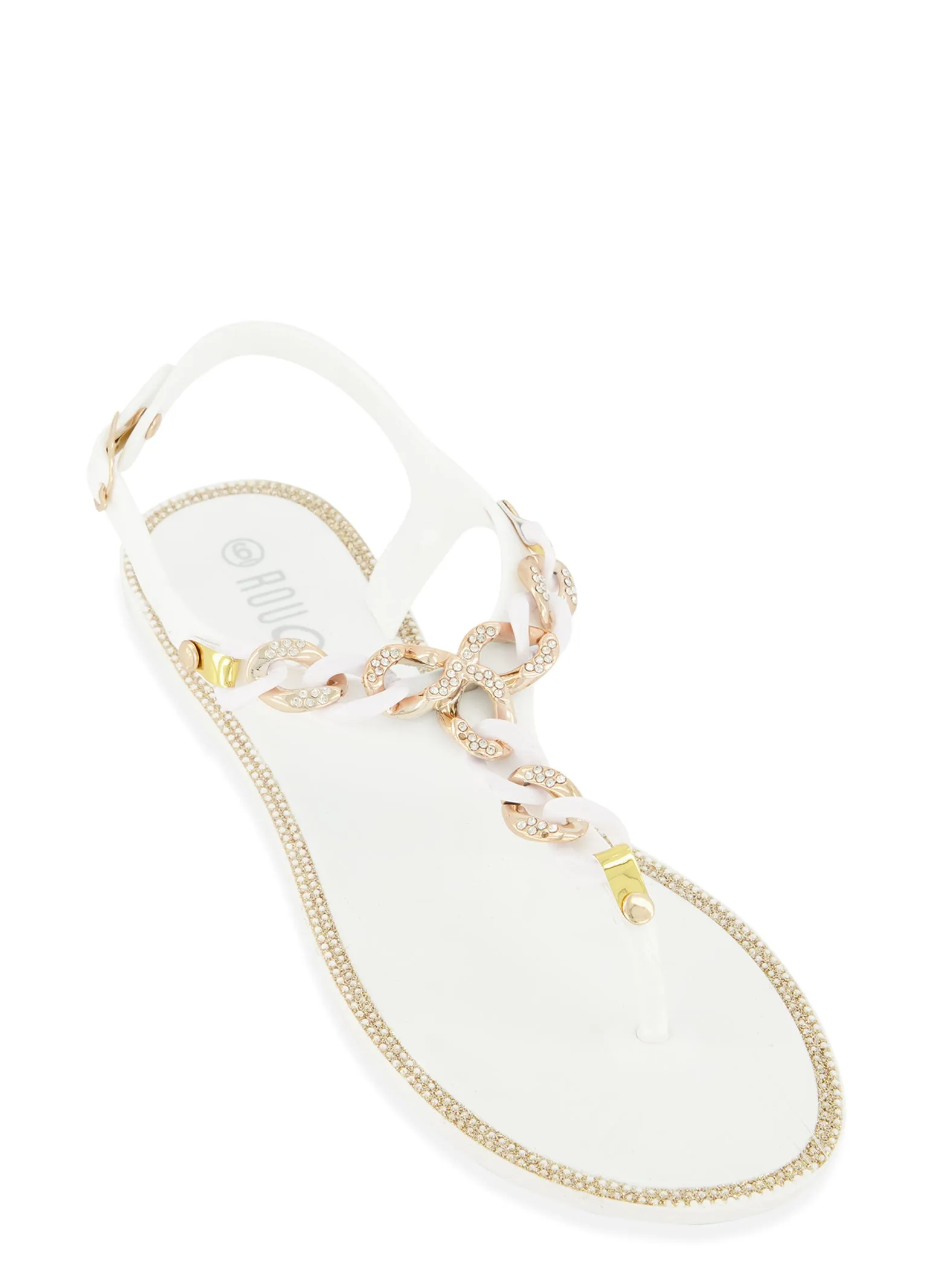 Rhinestone Chain Detail Sandals sold by Rainbow
