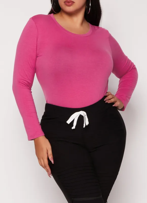 Plus Size Long Sleeve Basic T Shirt sold by Rainbow
