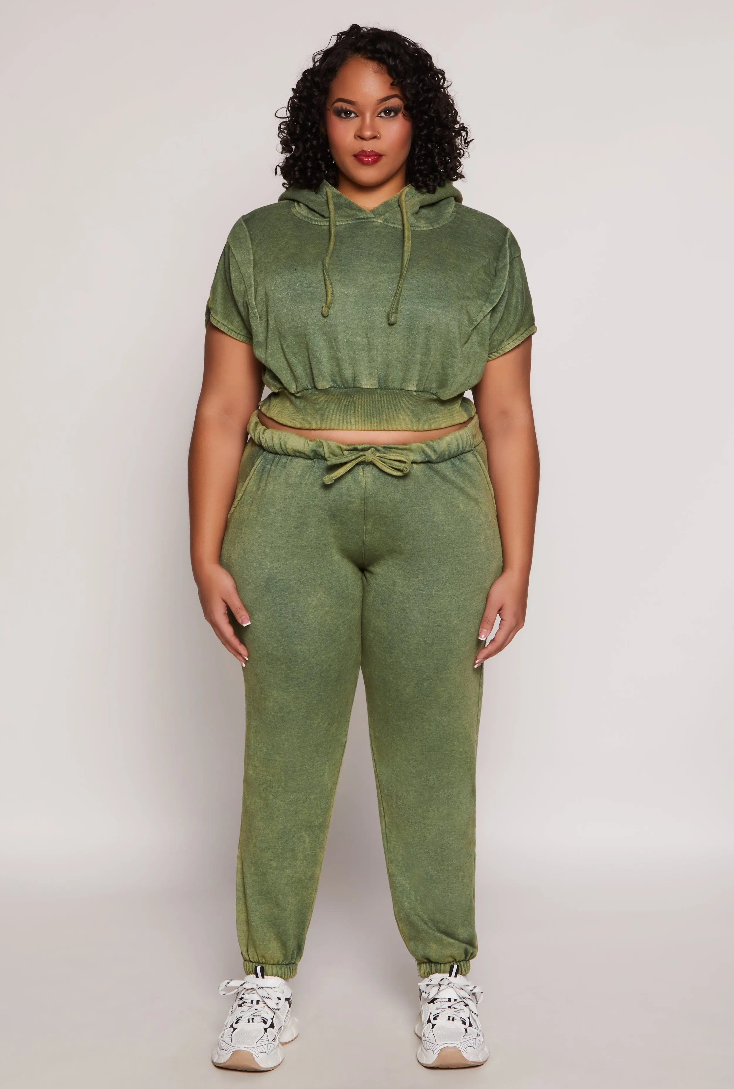 Plus Size Acid Wash High Waist Sweatpants sold by Rainbow