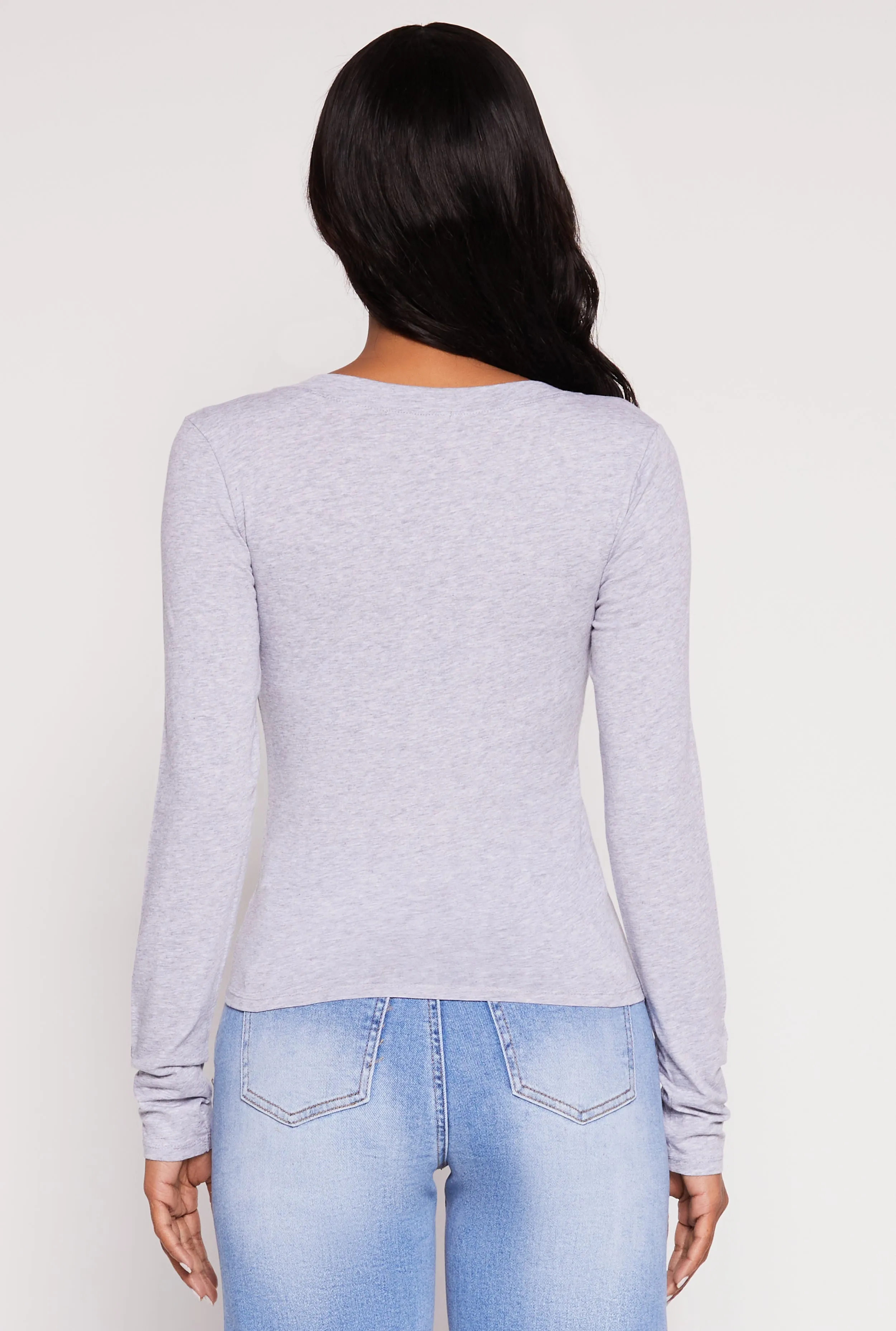 Basic Long Sleeve V Neck Top sold by Rainbow product image thumbnail 5