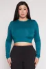 Plus Size Daisy Long Sleeve Crop Top sold by Rainbow