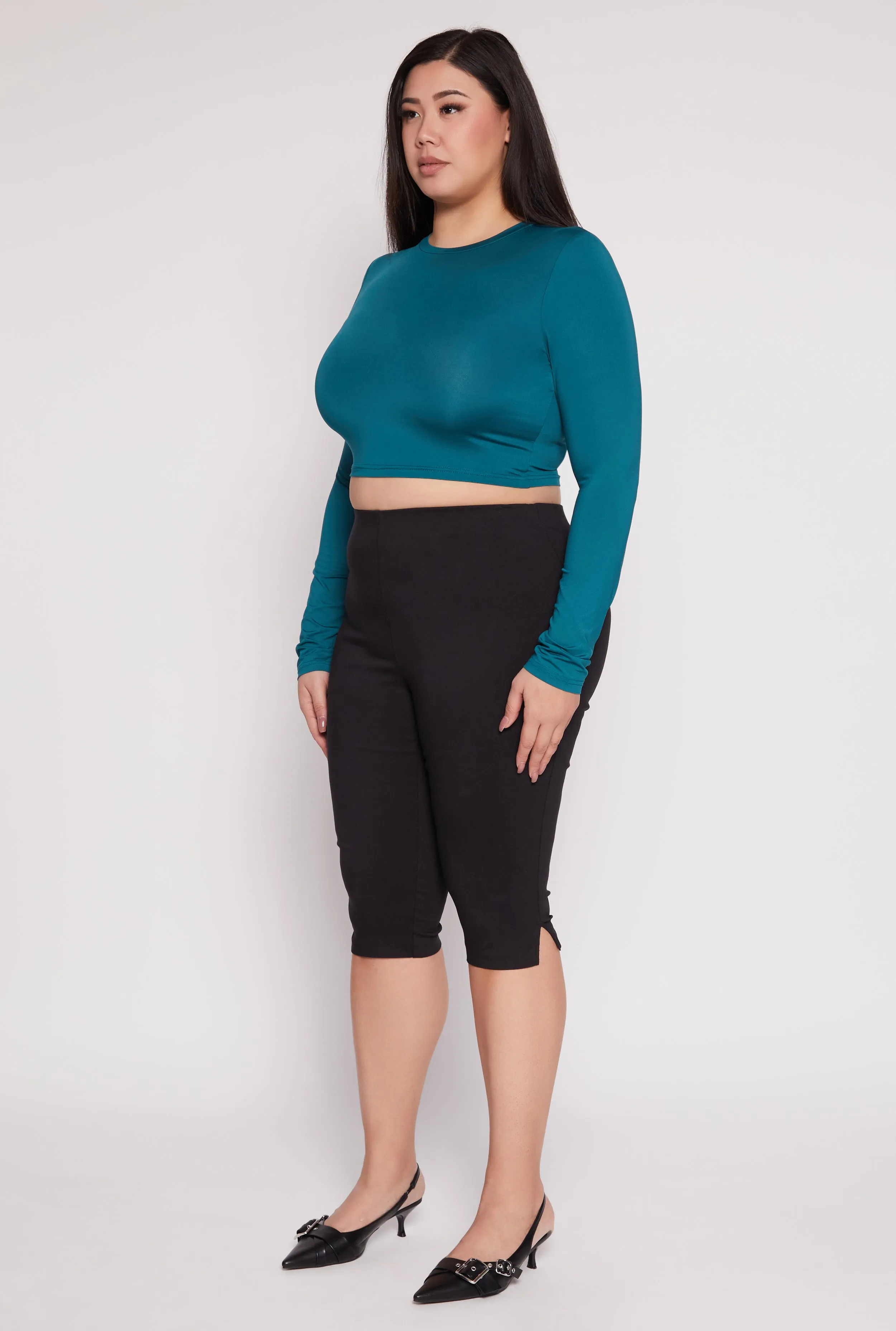 Plus Size Daisy Long Sleeve Crop Top sold by Rainbow product image thumbnail 3