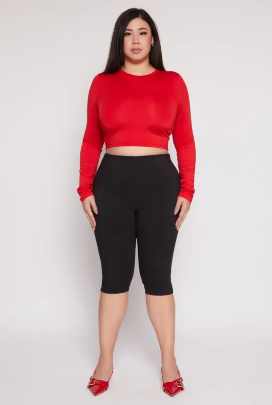Plus Size Daisy Long Sleeve Crop Top sold by Rainbow
