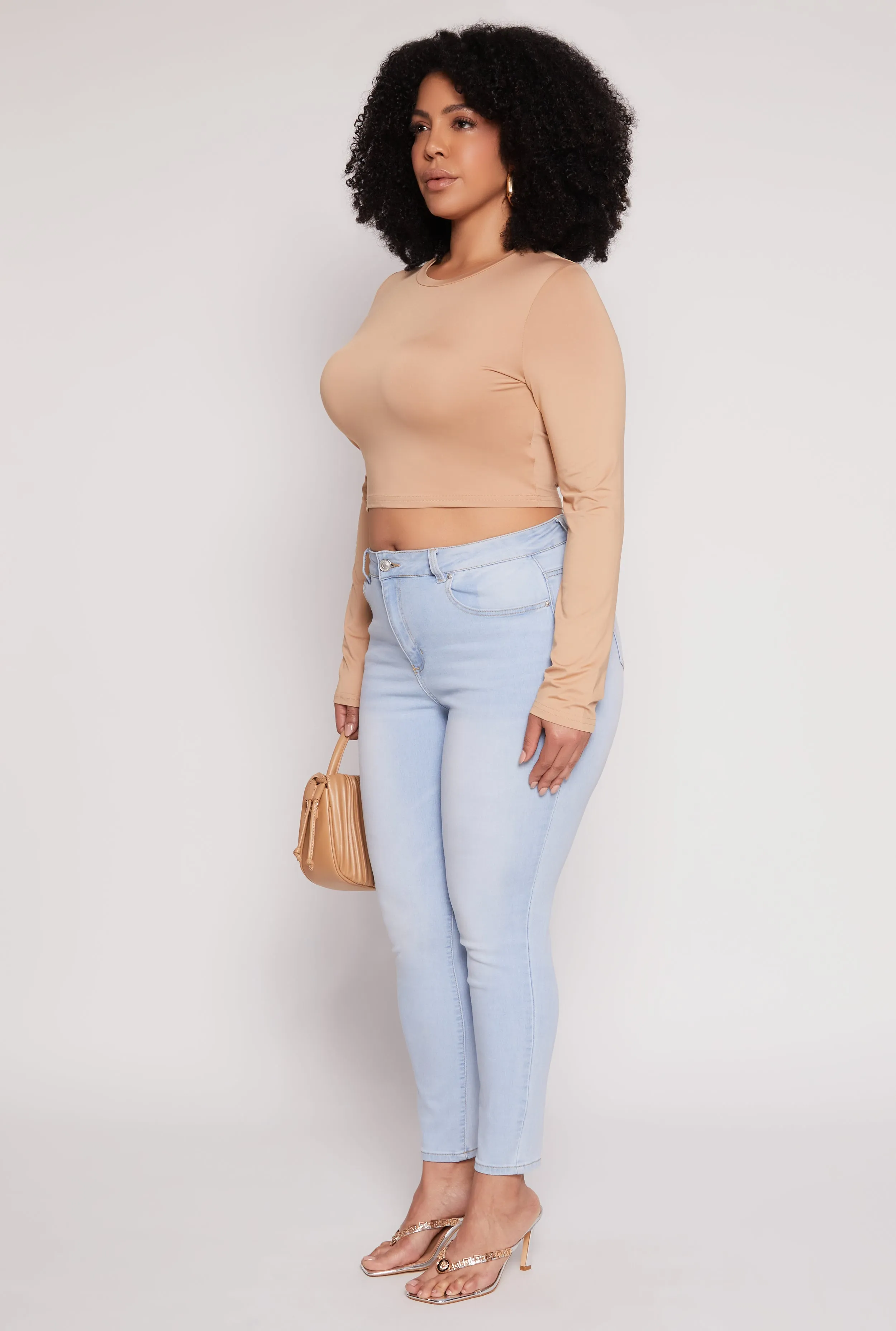 Plus Size Daisy Long Sleeve Crop Top sold by Rainbow product image thumbnail 3