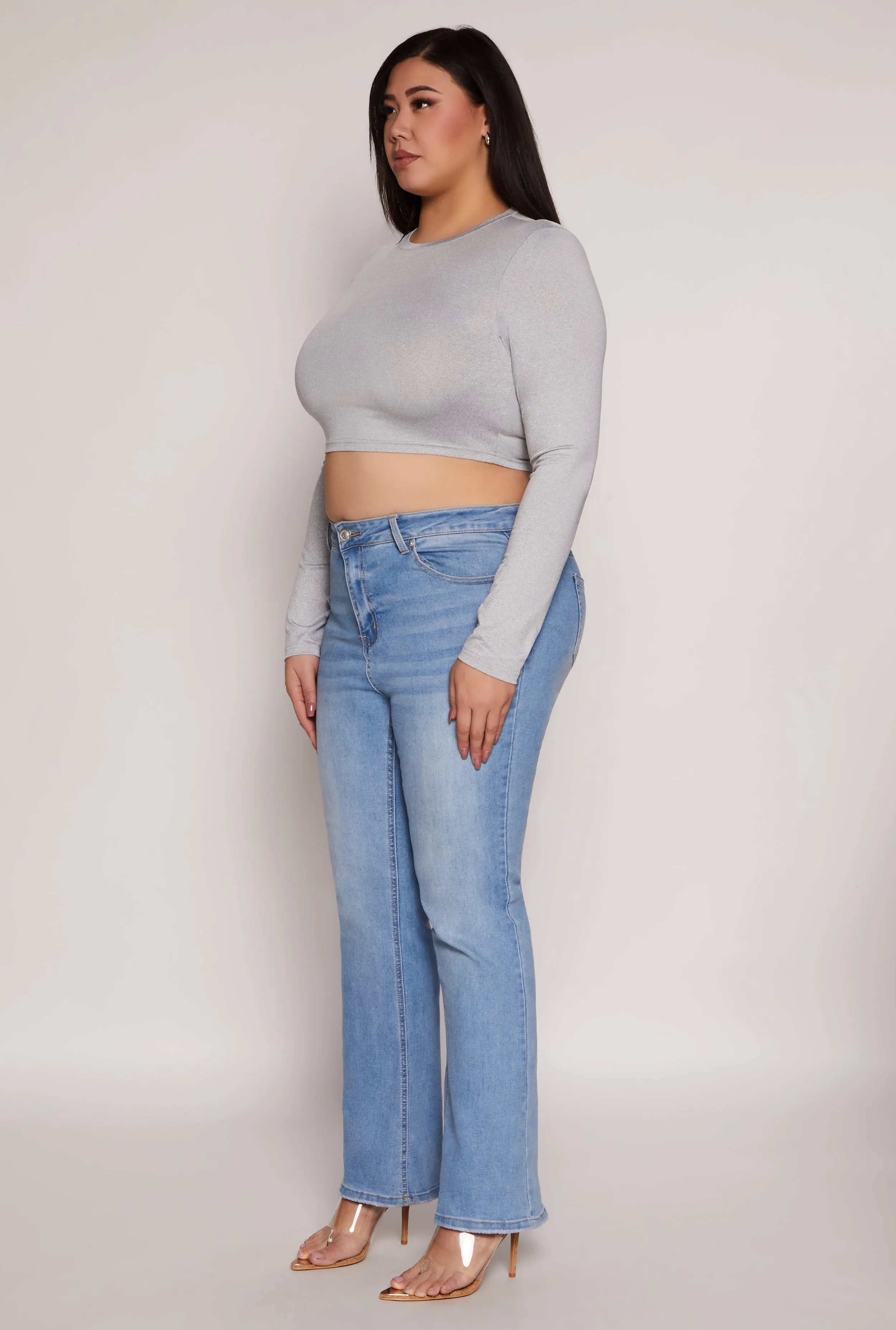 Plus Size Daisy Long Sleeve Crop Top sold by Rainbow product image thumbnail 3