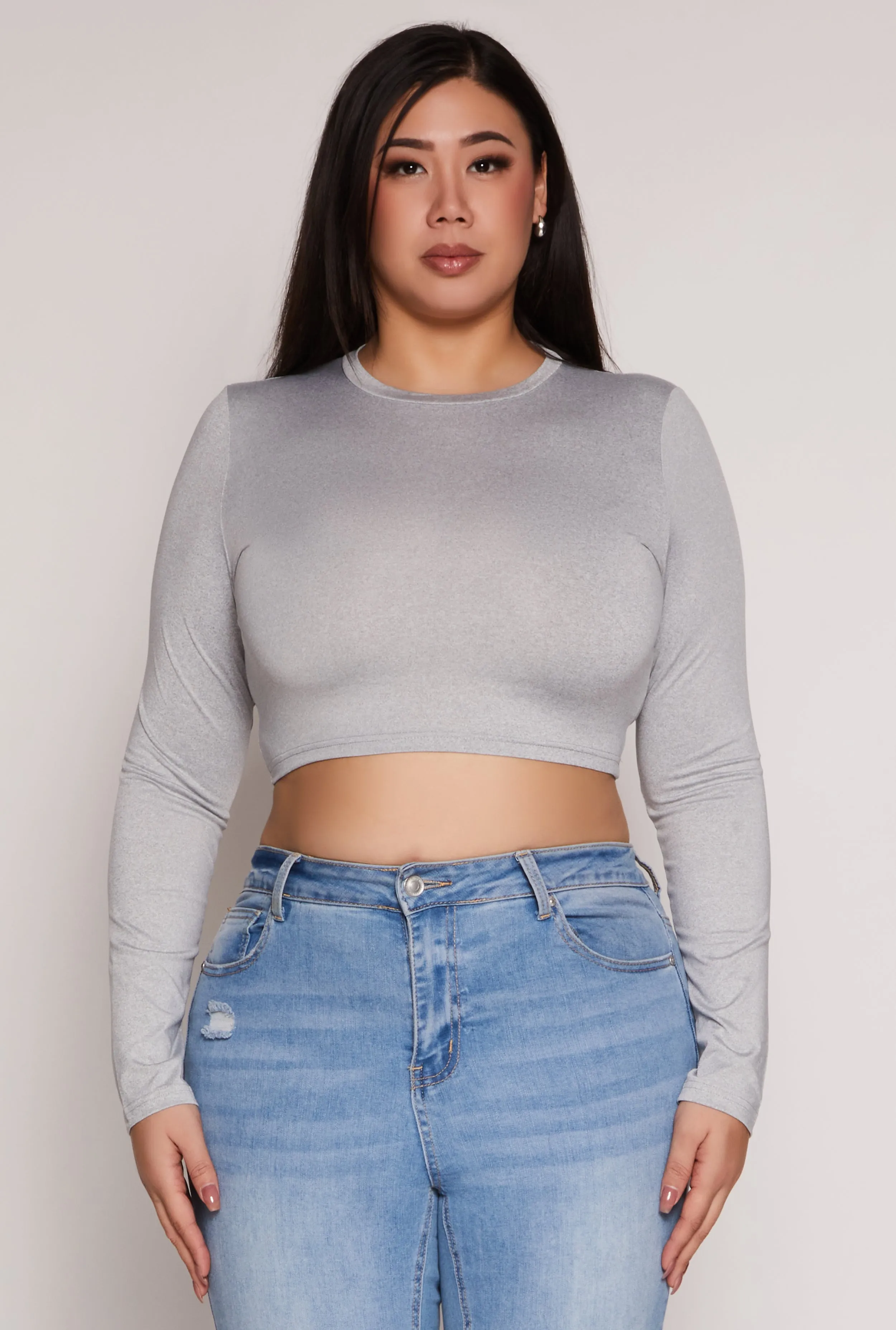 Plus Size Daisy Long Sleeve Crop Top sold by Rainbow product image thumbnail 2